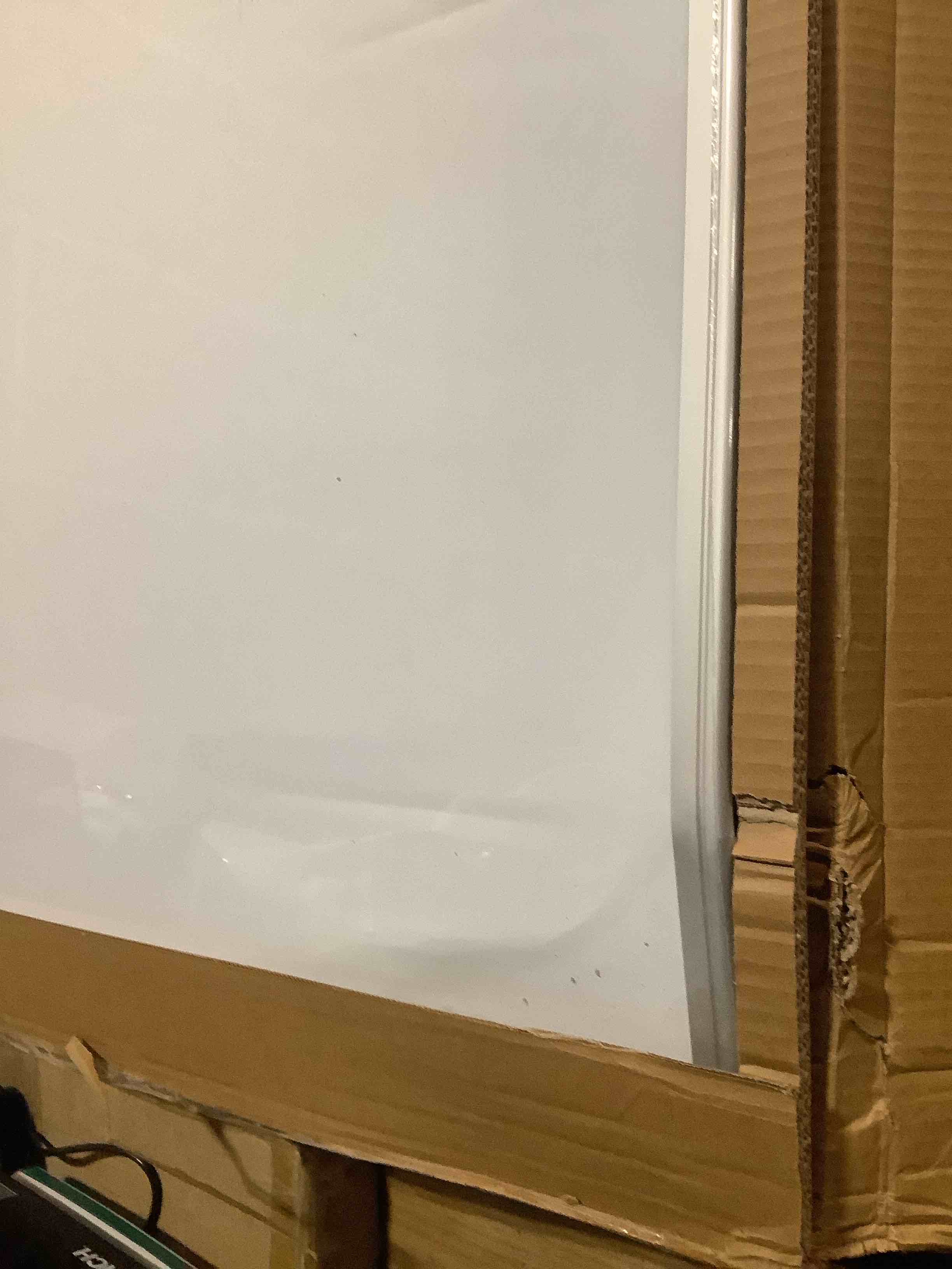 Condition photo showing As Is for VUSIGN 36" x 24" Magnetic Whiteboard for Wall, Dry Erase Board with Silver Aluminum Frame, Hanging White Board for Office, Home, Classroom – Includes 1 Eraser, 2 Multicolor Markers & 4 Magnets 36'' x 24''