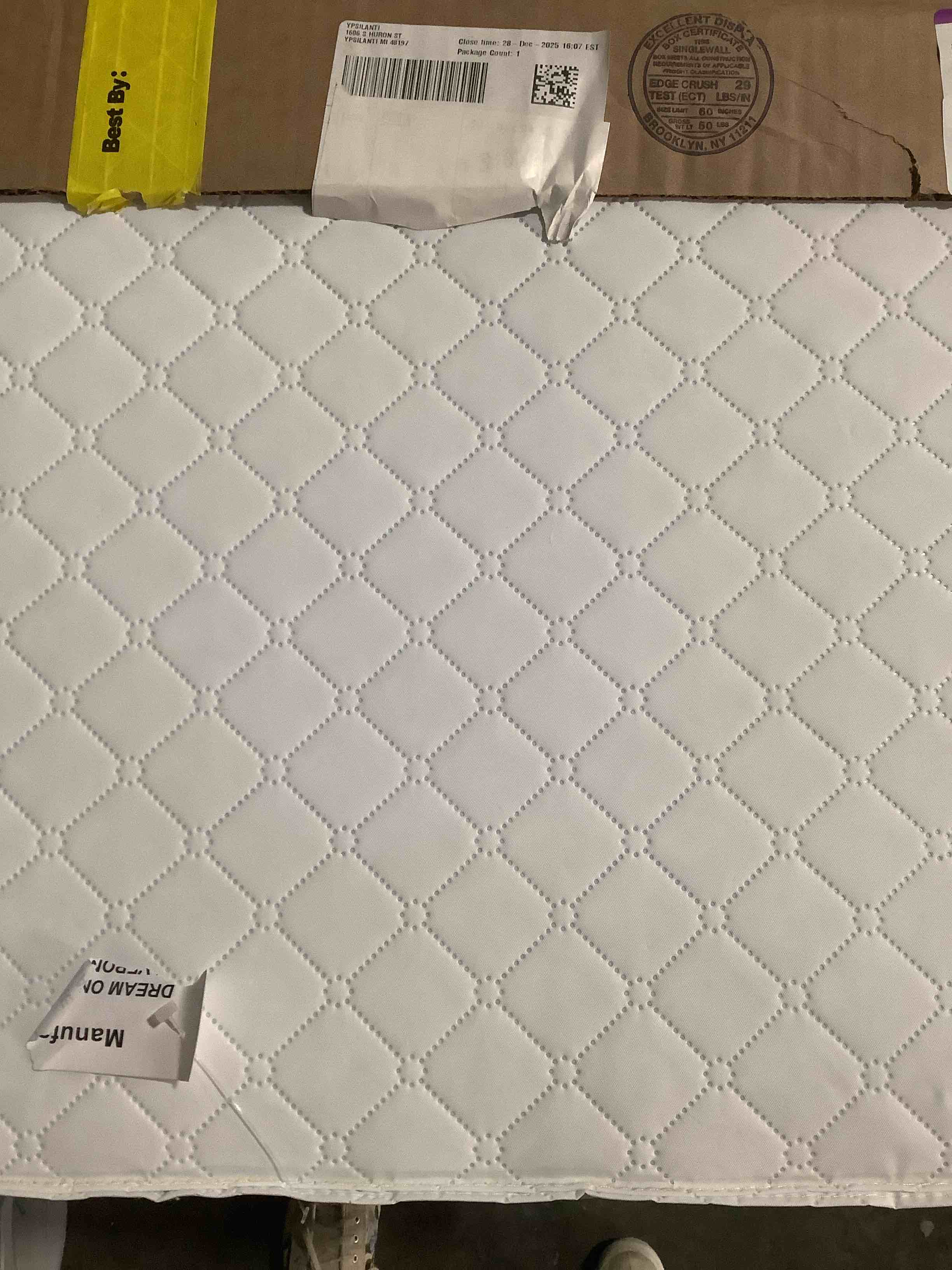 Condition photo showing Good Condition for Dream On Me Holly 3” Mini/Portable Crib Mattress, Greenguard Gold & JPMA Certified, Fits Portable & Mini Cribs, Lightweight Fiber Core, Waterproof Vinyl Cover (38"x24"x3")
