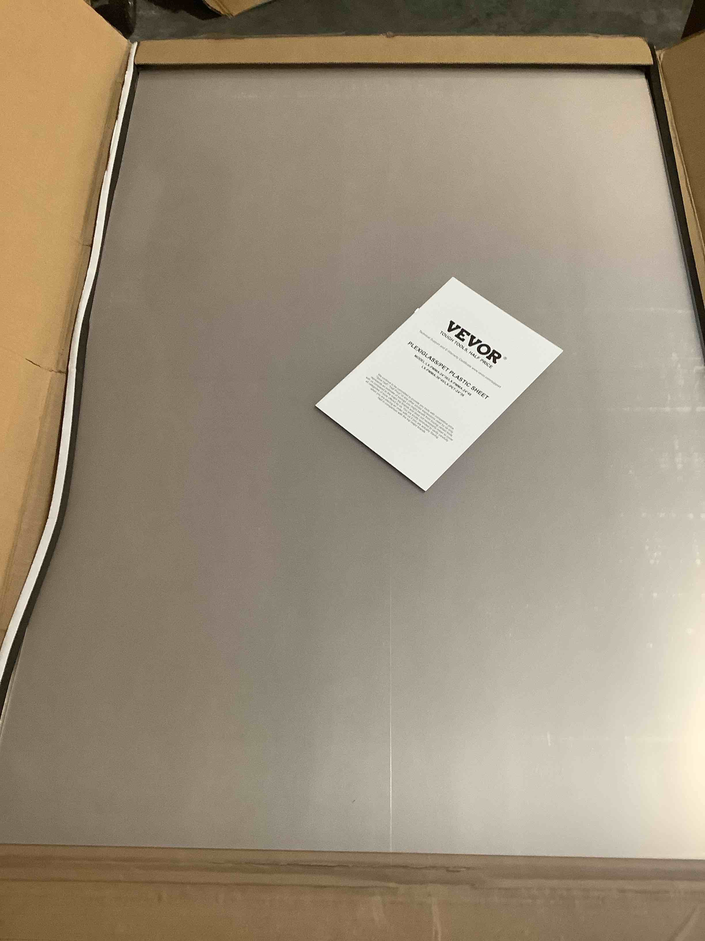 Condition photo showing Good Condition for VEVOR PET/Plexiglass Sheets, 5-Pack Plastic Sheet, 24 x 36 Inch 0.04 Inch Thick Transparent Clear Flexible Plastic Panels for Craft, Replacement Picture Frame Glass, DIY Display Project, Easy to Cut