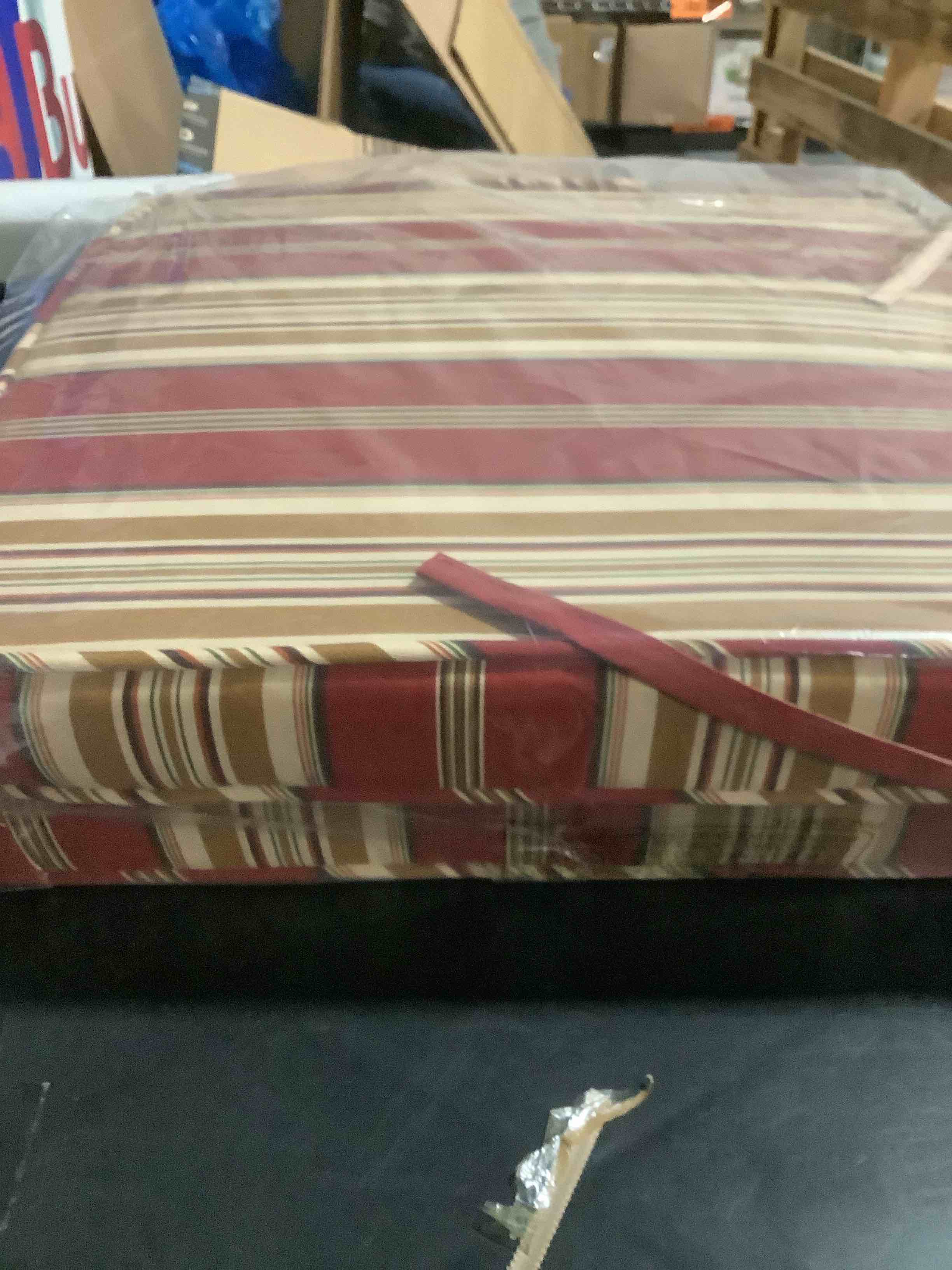 Condition photo showing Good Condition for Outdoor 18-inch Square Reversible Seat Cushion with Ties, 2-Pack, Tuscan Stripe Tuscan Stripe 2-Pack