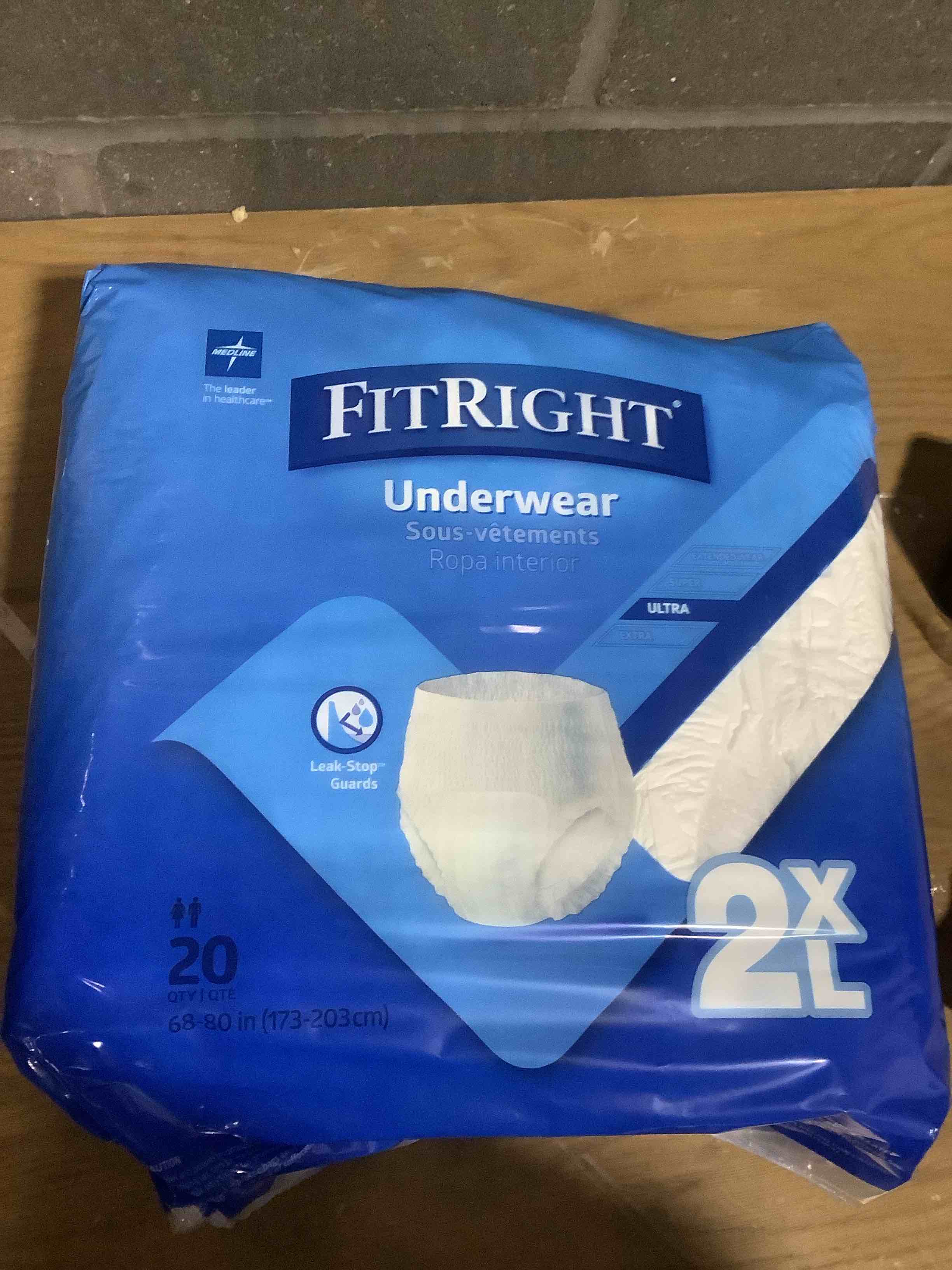 Condition photo showing New/Like New for FitRight Adult Incontinence Underwear, Heavy Absorbency, XX-Large, 68-80 (20 Count)