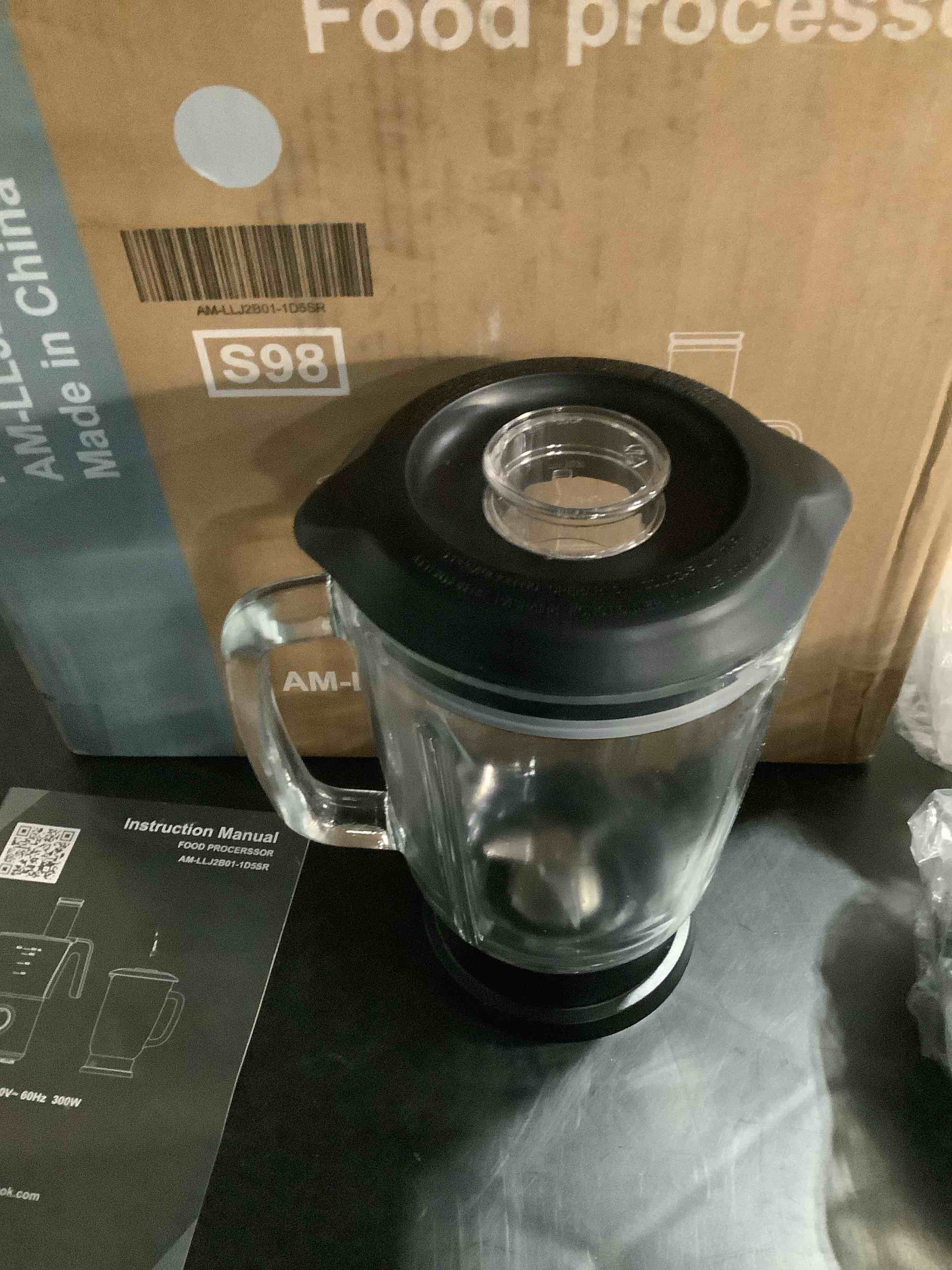 Condition photo showing Good Condition for Sweetcrispy Food Processor Blender Combo for Vegetable, Dough, Electric Food Processors Slicing, 6 Cup Chopper for Meat, Puree, 2 Speeds, Sharp Blades, Safety Lock with 1.5L Glass Jar