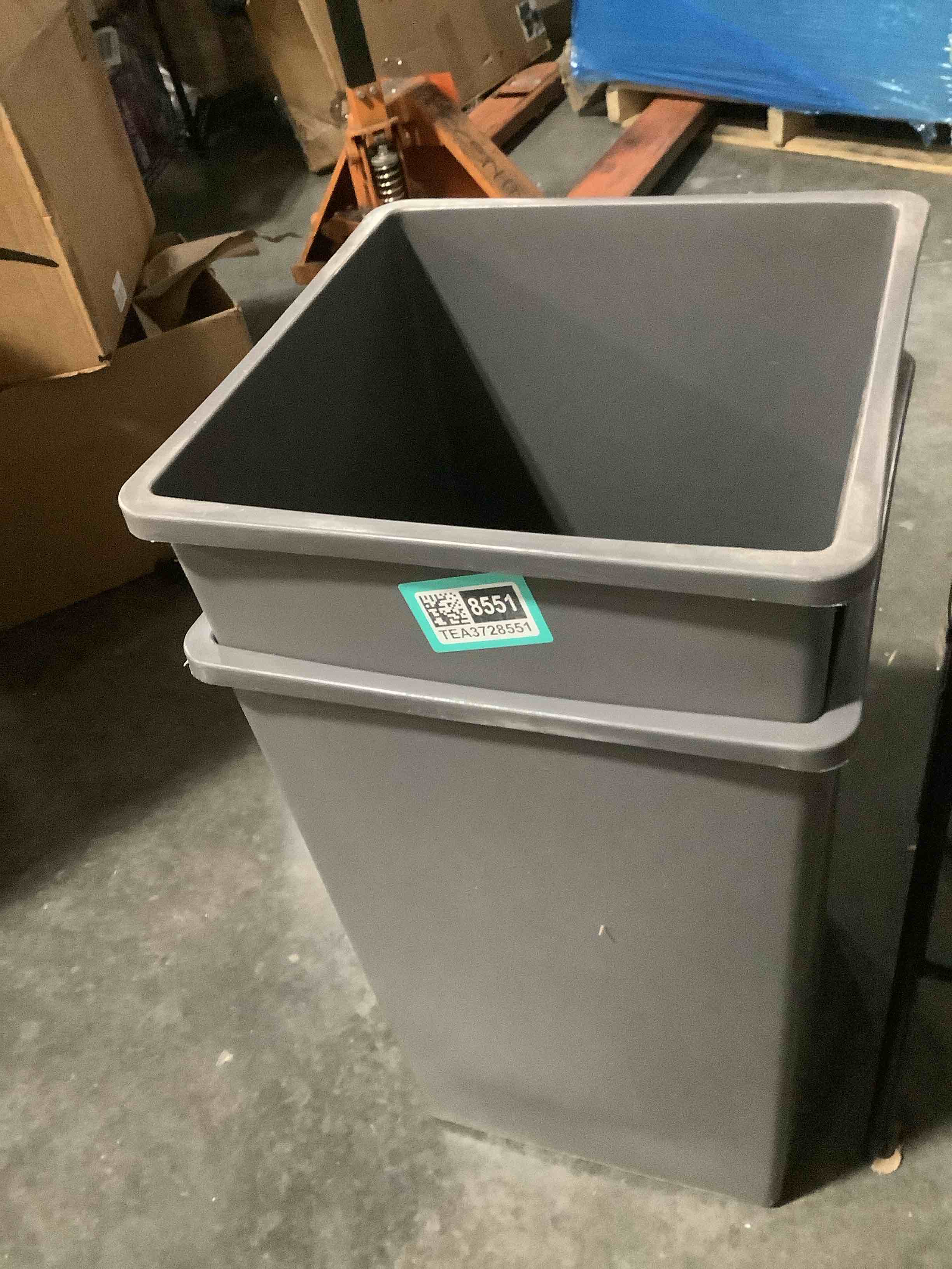 Condition photo showing Good Condition for Amazon Basics Square Waste Container Open Top Wastebasket, Plastic Bins, 25 gallons, Grey, (Pack of 2)