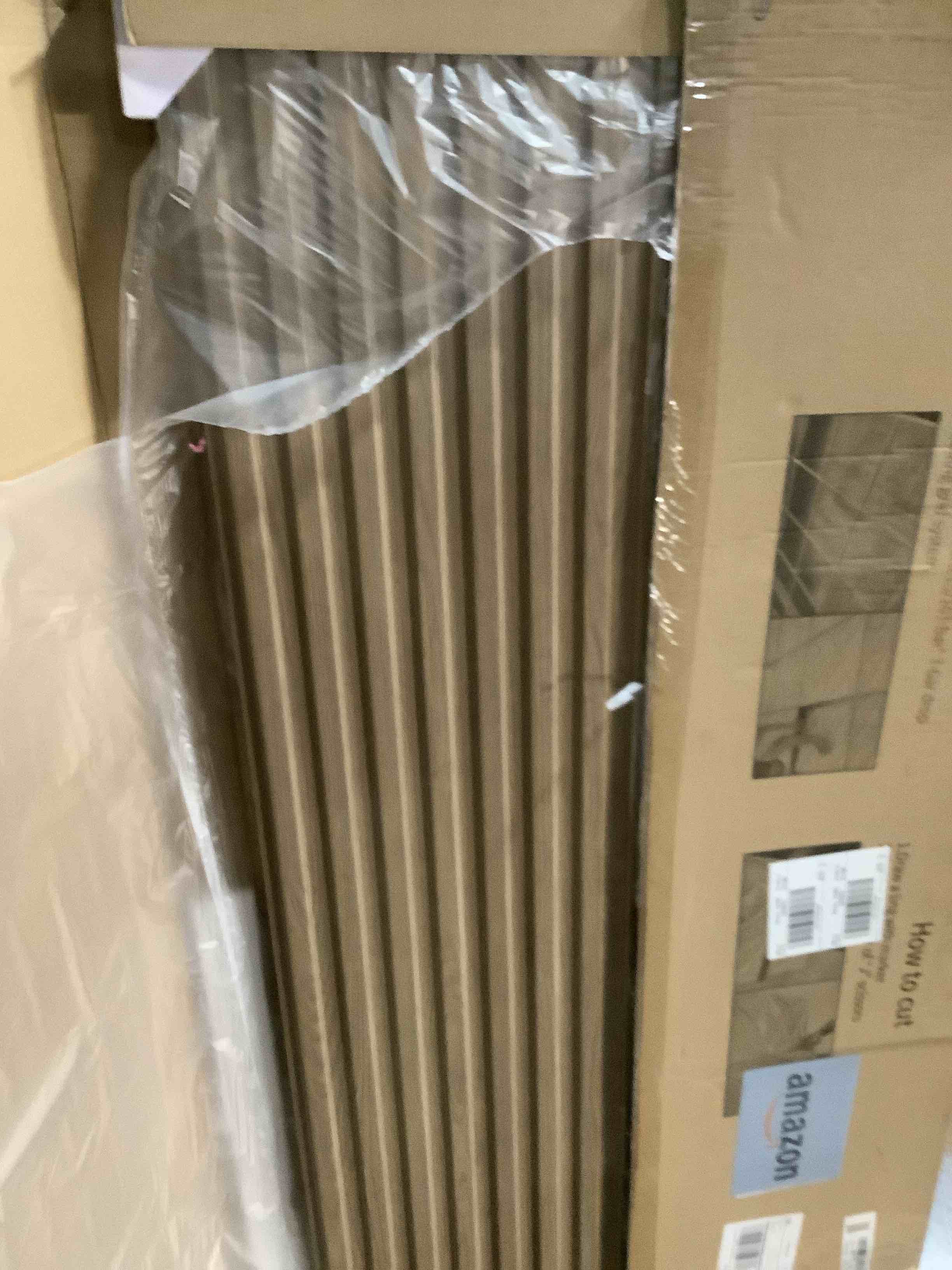 Condition photo showing Good Condition for Art3d 12-Pack Slat Design 3D Wall Panels for Interior Wall Decor, 2x4 FT PVC Decorative Drop Ceiling Tiles - Walnut 24 x 48in. Oblong - Walnut 12