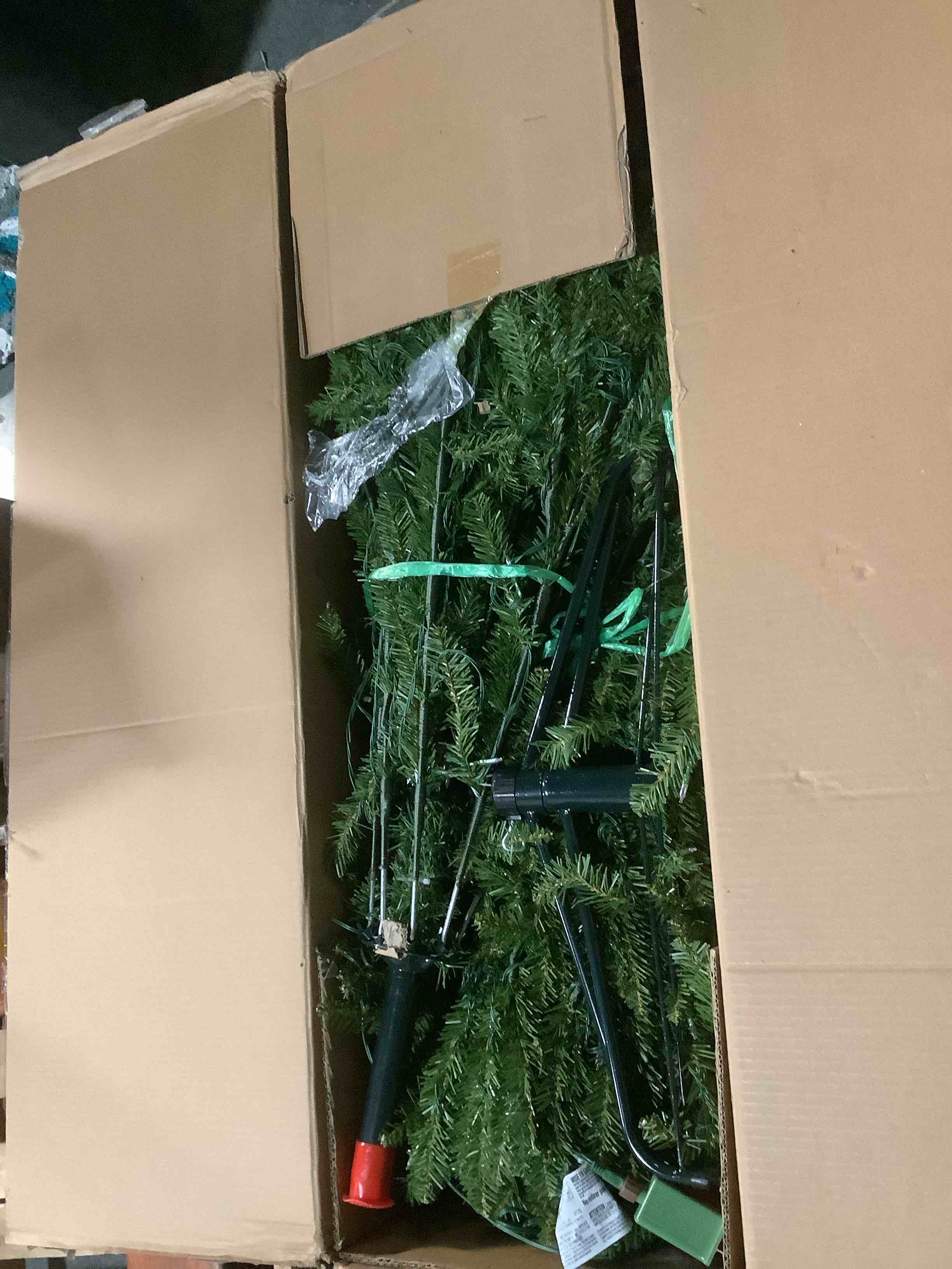 Condition photo showing Good Condition for National Tree Company 7 ft Pre-Lit Dunhill Fir Artificial Christmas Tree, 650 LED Lights, 2,144 Tips, PowerConnect, Foot Pedal, 10 Light Functions, Includes Stand, Green 6ft 6in Christmas Tree