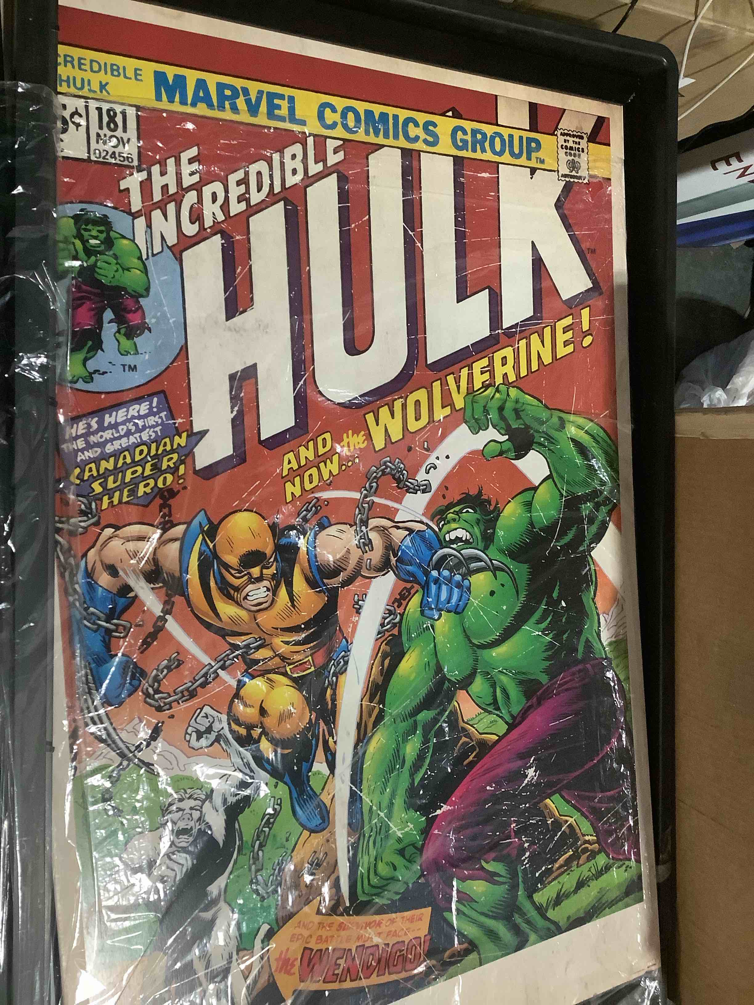 Condition photo showing As Is for Trends International 24X36 Marvel Comics - Wolverine - Cover Wall Poster, 24.00" x 36.00", Black Framed Version