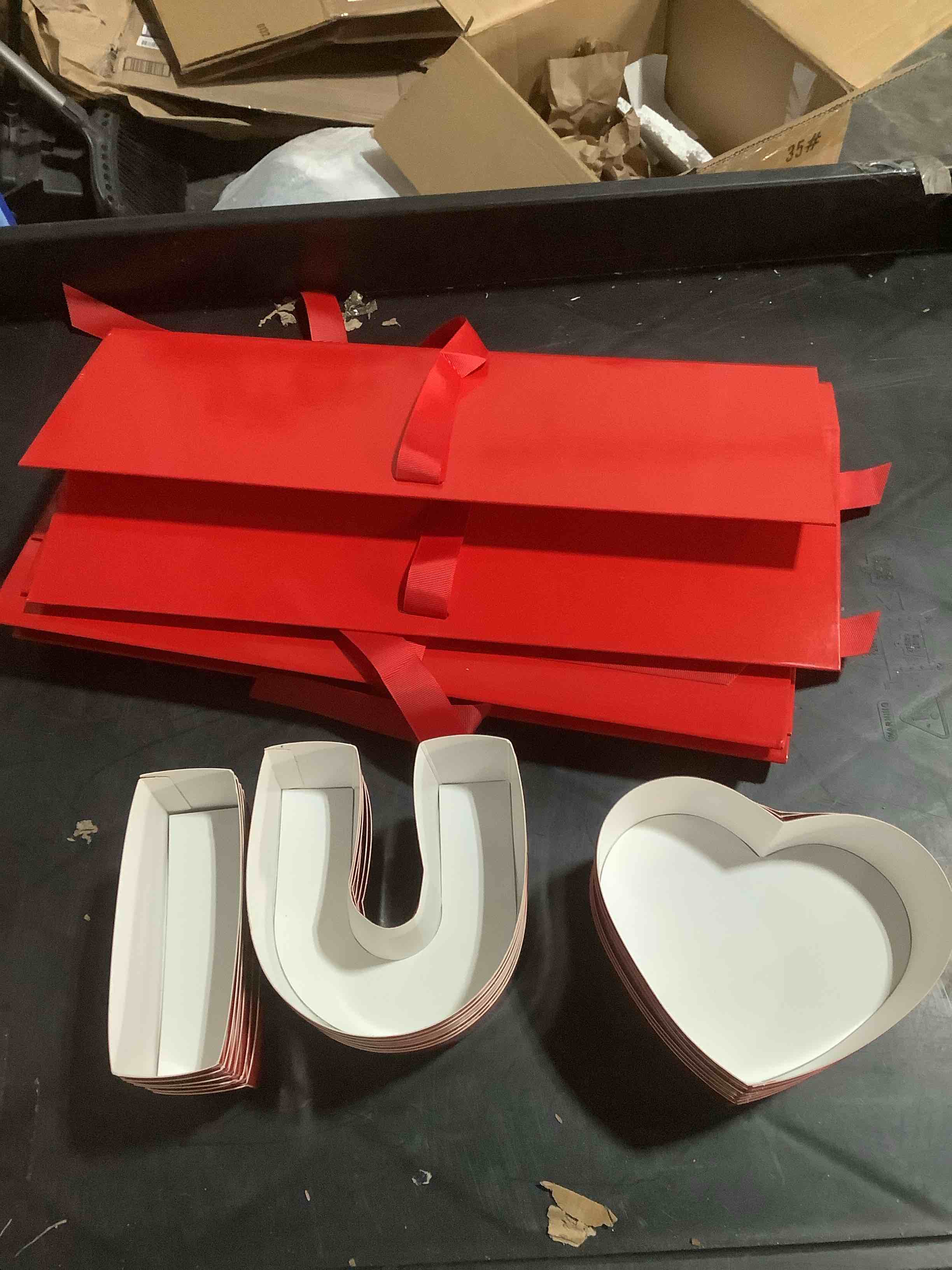 Condition photo showing Good Condition for SIMILR TO** WENPACK Empty Flower Gift Box I Love U Cardboard Letter Shaped Fillable Chocolate Strawberry Flower Packaging (Red)