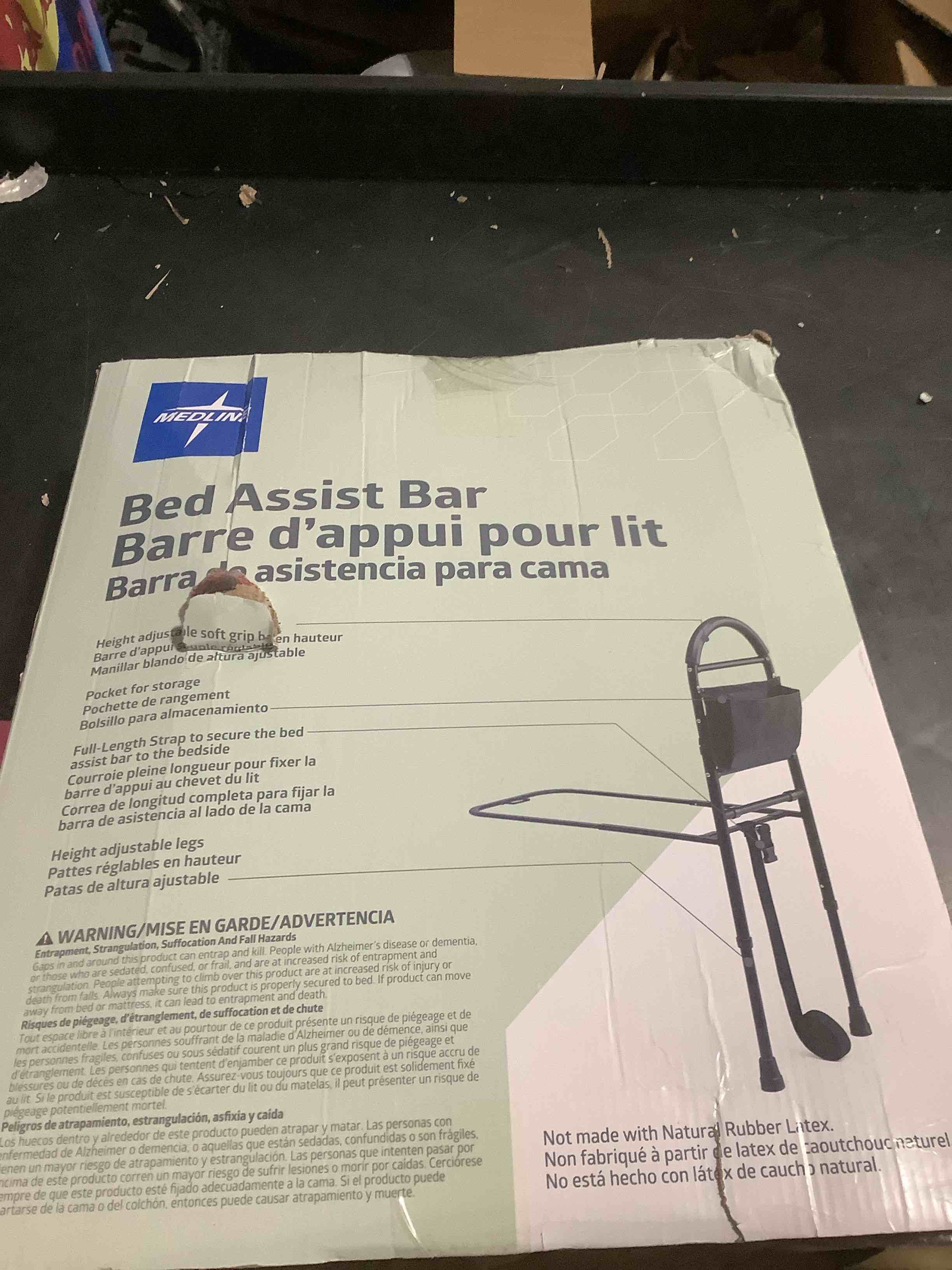 Condition photo showing Good Condition for Medline Bed Assist Bar with Storage Pocket, Height Adjustable Bed Rail for Elderly Adults, Assistance for Getting In and Out of Bed at Home