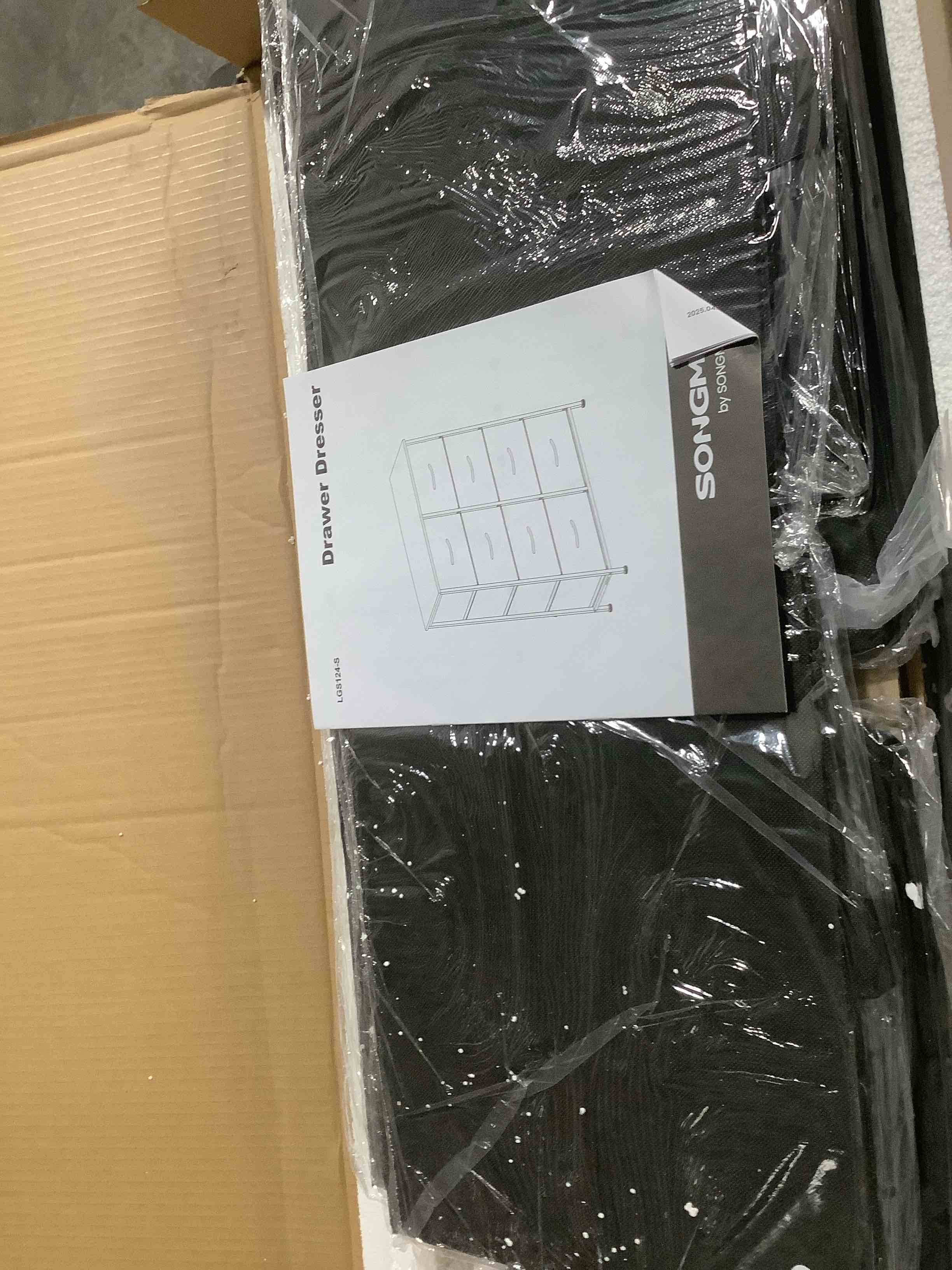 Condition photo showing Good Condition for SONGMICS Dresser for Bedroom, Chest of Drawers, Steel, MDF, 8 Non-Woven Fabric Drawers, Storage Organizer Unit, Closet, Entryway, Ink Black and Ebony Black LGS124B01S