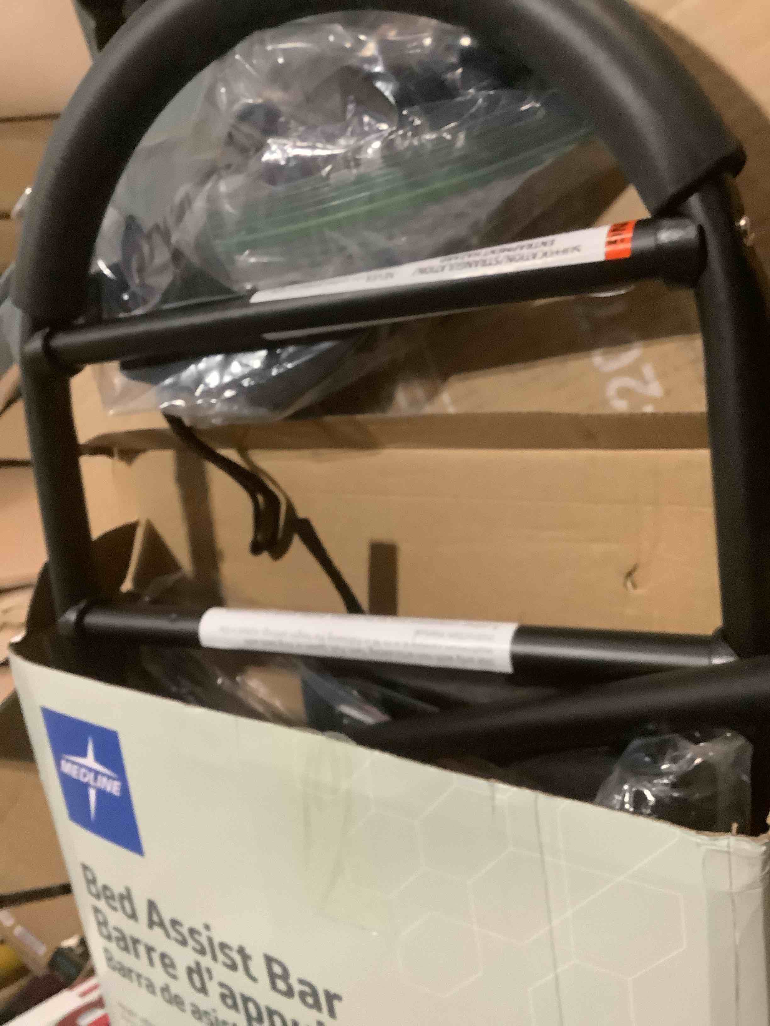 Condition photo showing As Is for Medline Bed Assist Bar with Storage Pocket, Height Adjustable Bed Rail for Elderly Adults, Assistance for Getting In and Out of Bed at Home