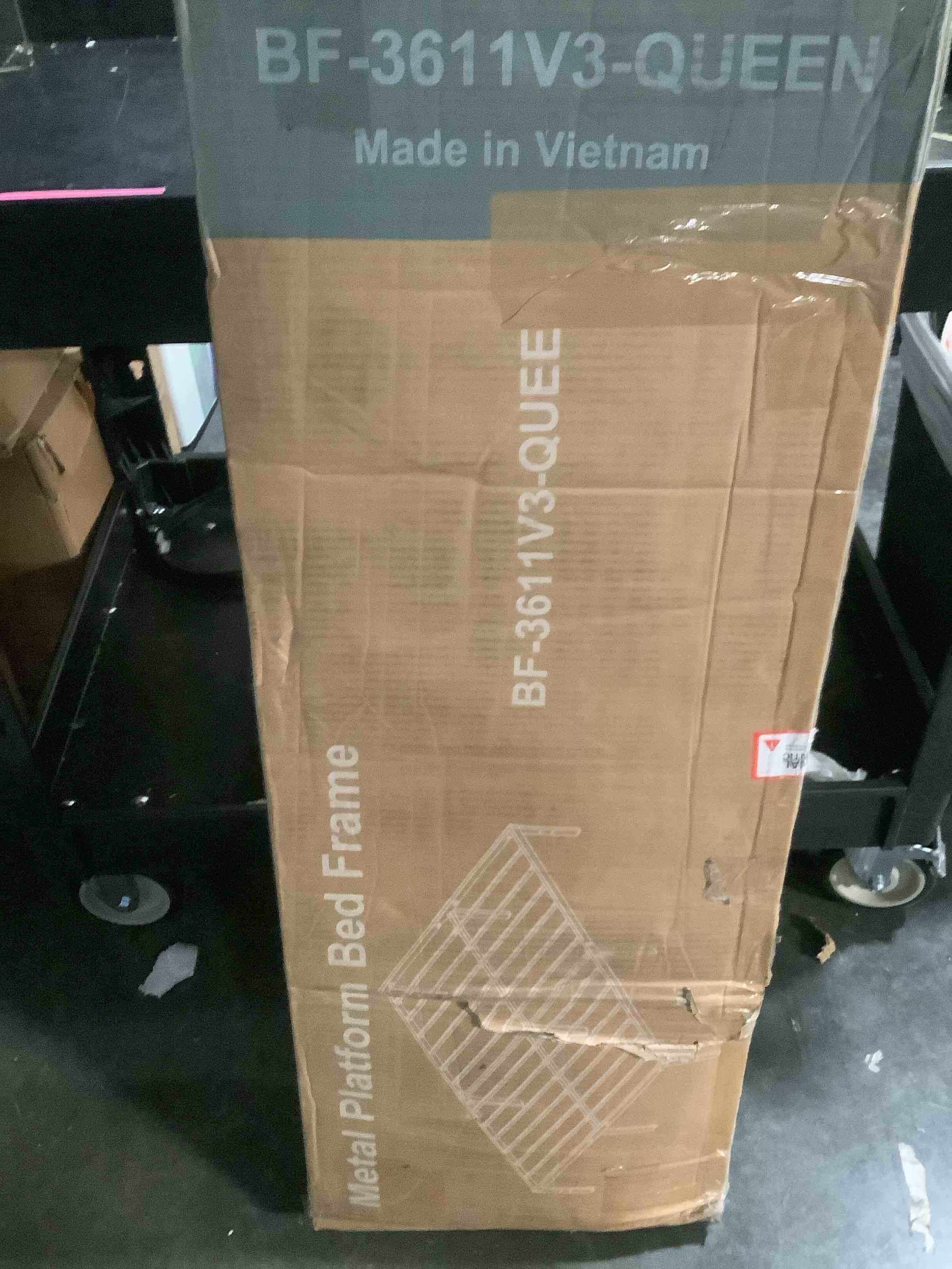 Condition photo showing As Is for Metal Bed Frame,Queen Size Bed Frame with Storage Space,Heavy Duty Sturdy Mattress Foundation,Easy Assembly,No Box Spring Needed, Black,14 Inch,Queen