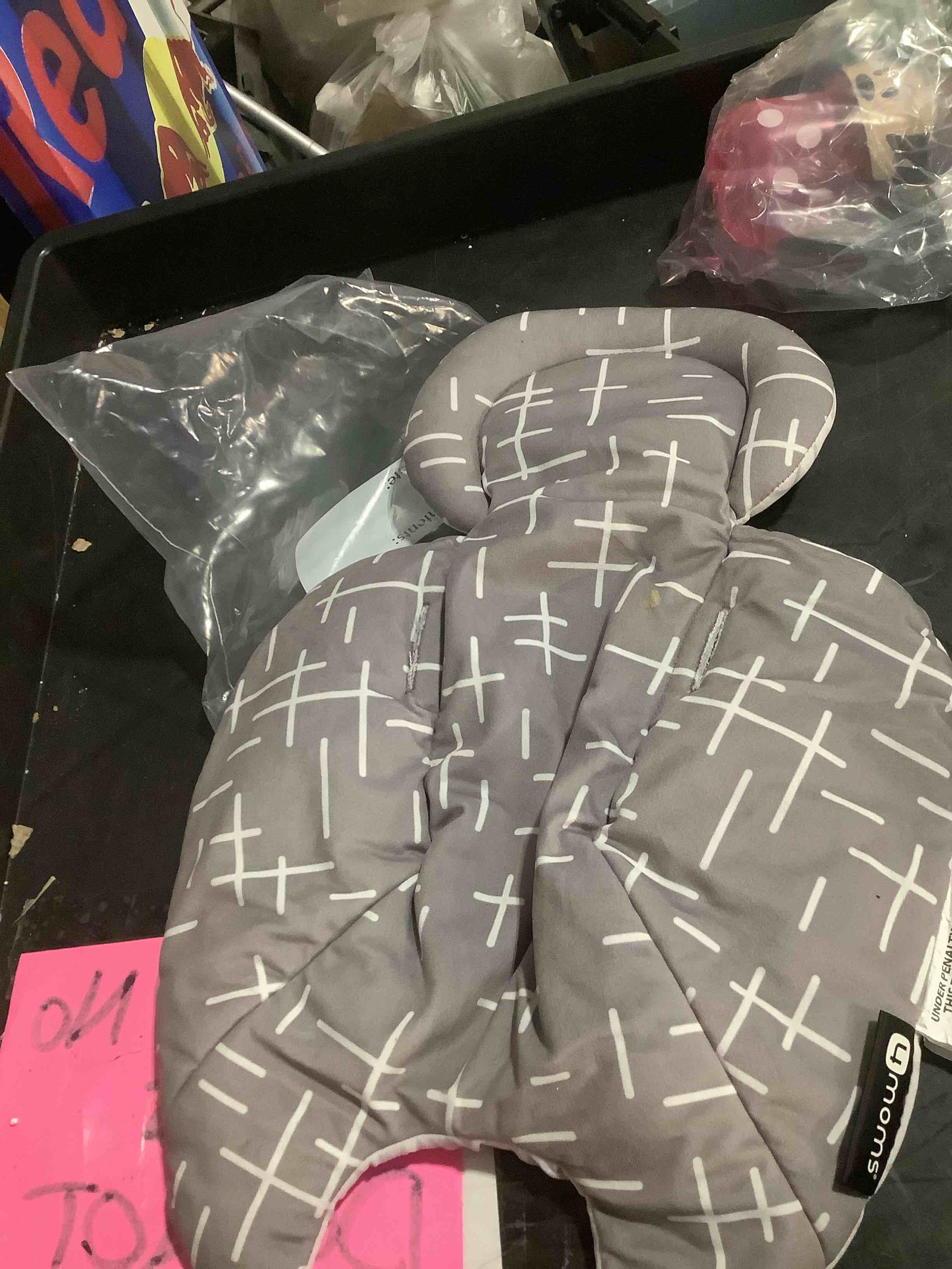 Condition photo showing As Is for 4moms RockaRoo and MamaRoo Infant Insert, Machine Washable, Soft, Plush Fabric, Reversible Design, Dark Grey Plush Fabric Dark Grey