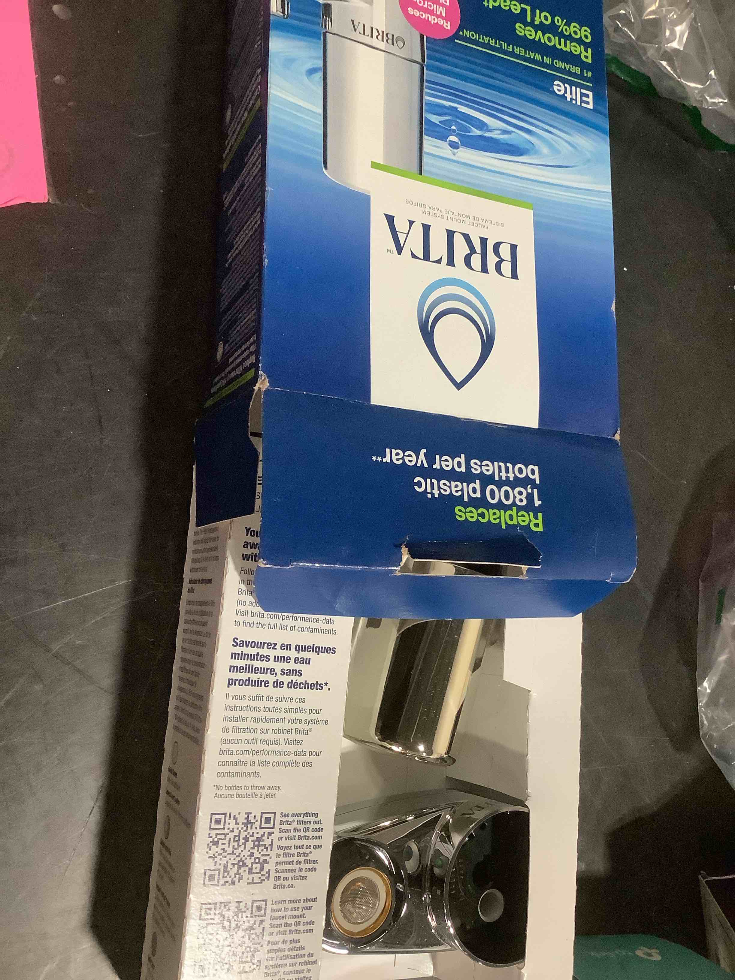 Condition photo showing Good Condition for Brita Faucet Mount Water Filter System, White, No-Wait Filtration, Easy Install, Multi-Use Tap Water Filter for Kitchens, Bathrooms & Small Spaces Elite - 1 ct Faucet Mount + 1 Filter