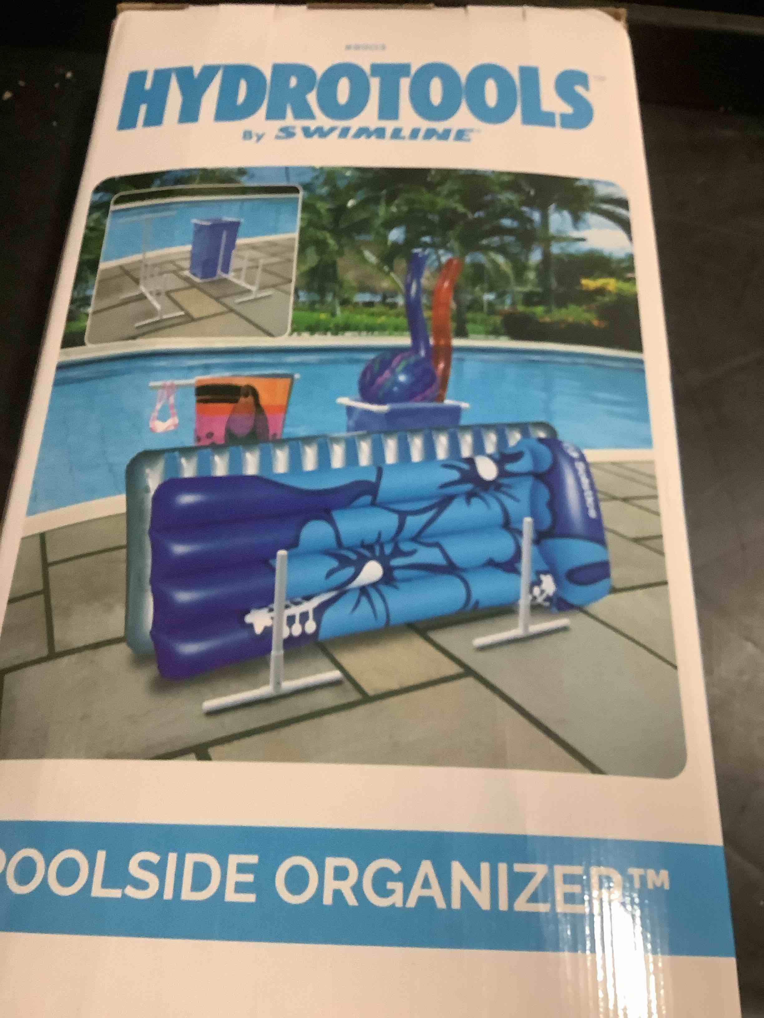 Condition photo showing Good Condition for SWIMLINE HYDROTOOLS Pool Side Organizer Towel Rack With Removable Mesh Hamper For Outdoors & Indoors Pool Patio Bathroom Poolside Accessory Holder Bar Drying Stand