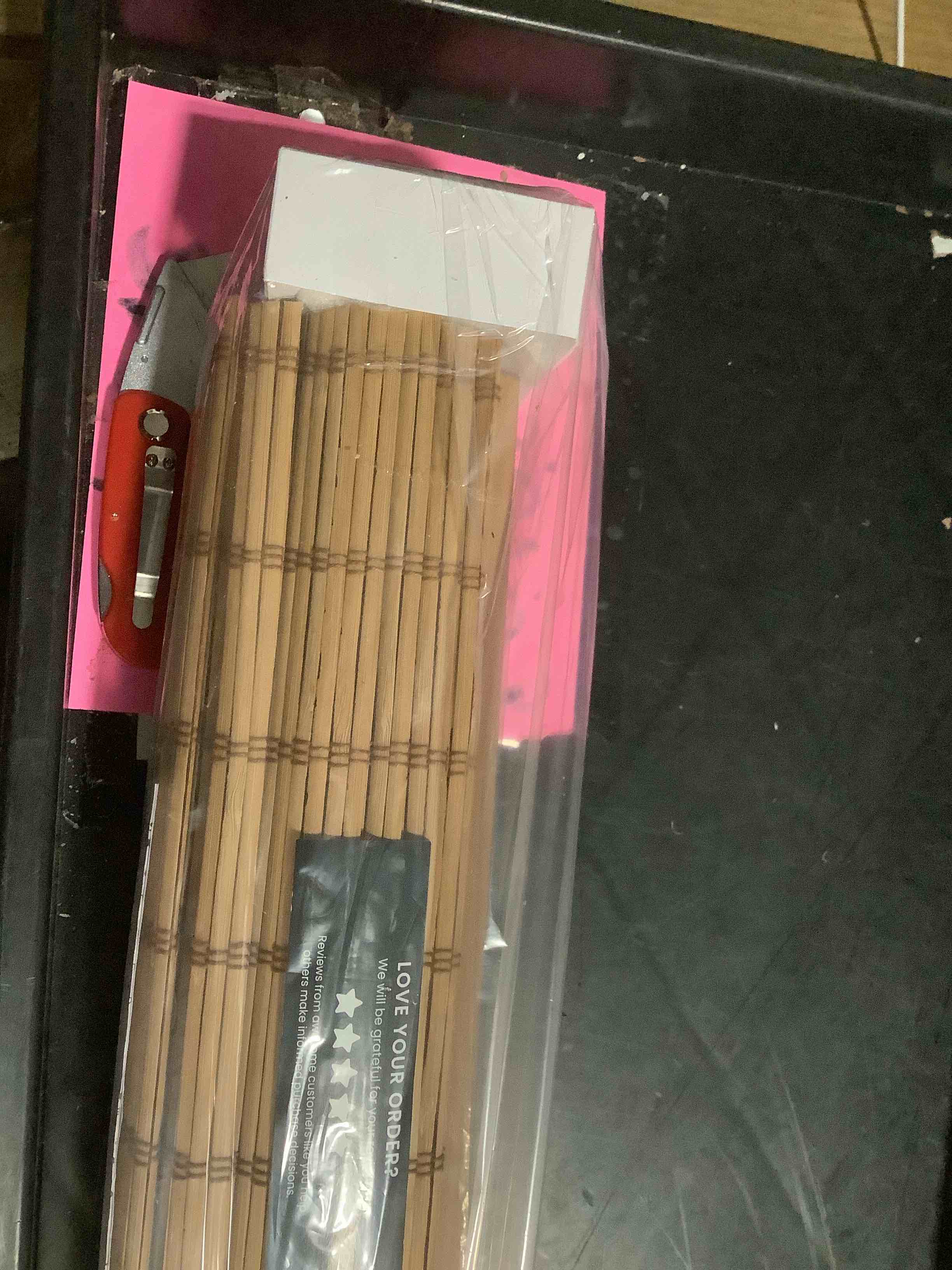 Condition photo showing New/Like New for SIMILAR TO**CALYX INTERIORS Cordless Bamboo Roman Shade Blind, Light Filtering, 39" W x 64" H, Ceylon Chestnut