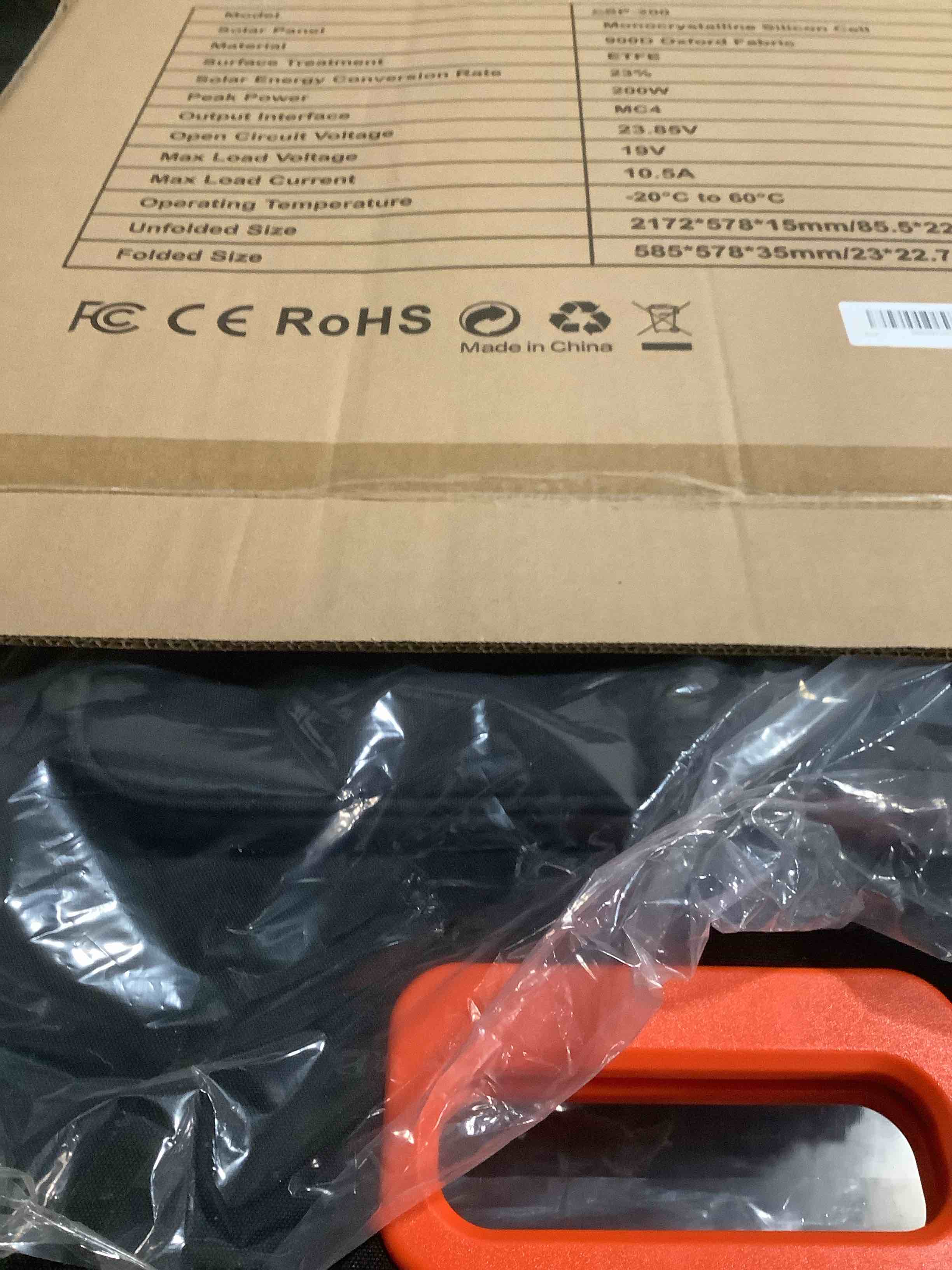 Condition photo showing Good Condition for EBL 200W Portable Solar Panel for Power Station, Waterproof IP65 Foldable Solar Panel with MC-4 Anderson Output Connector for RV, Camping, Blackout