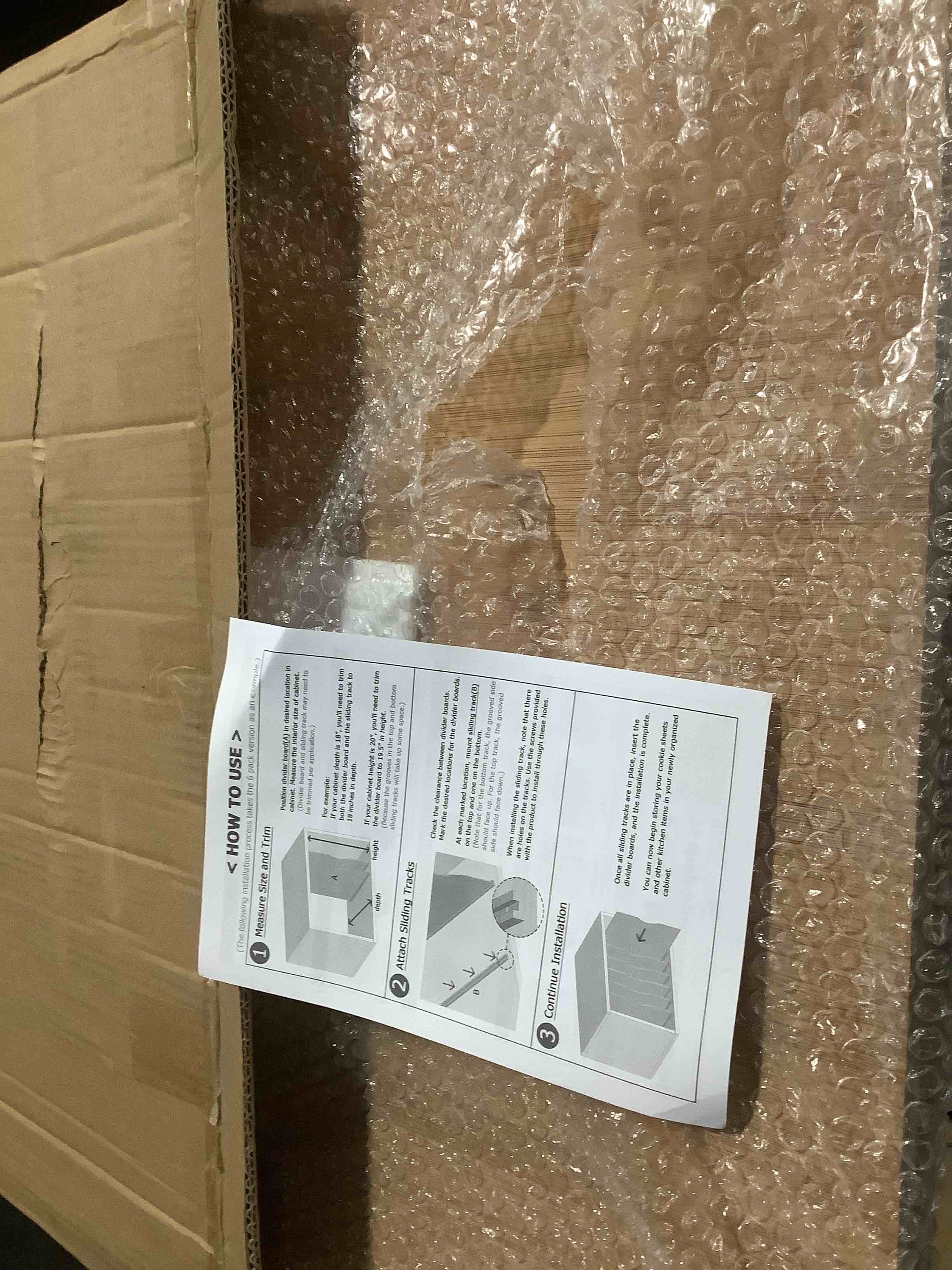 Condition photo showing Good Condition for SpaceAid 6 Pack Tray Dividers for Cabinets, Bamboo Kitchen Cookie Baking Sheet Organizer for Cabinet, Vertical Pan and Trays Organizers for Pantry Storage 6 Pack (23.5"D x 23.7"H) Natural