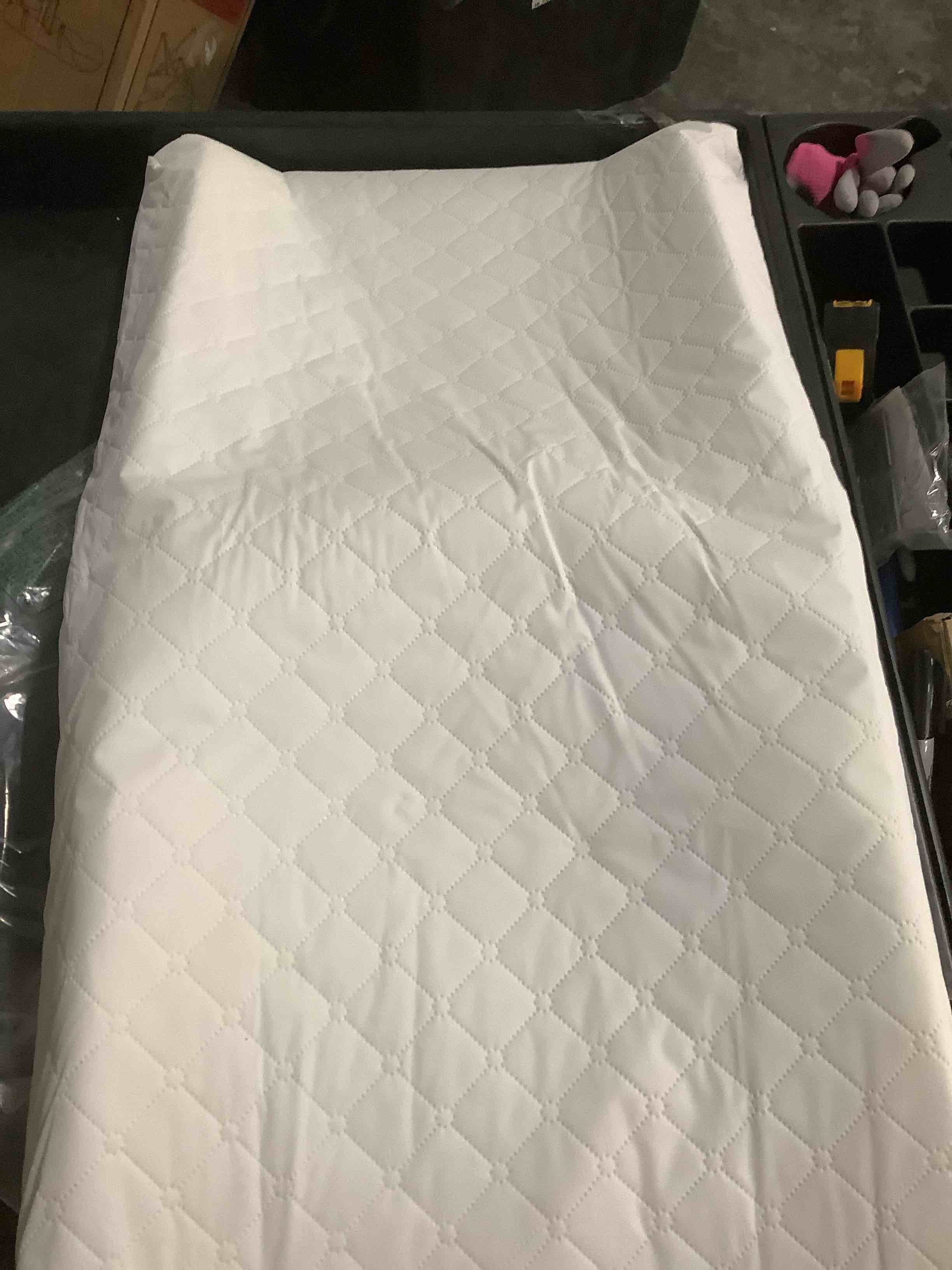 Condition photo showing As Is for Waterproof Baby Changing Pad, Non-Slip Wipeable Diaper Changing Mat with Safety Strap 32x16 Inch Infant Diaper Change Pad Suitable for Dresser & Table