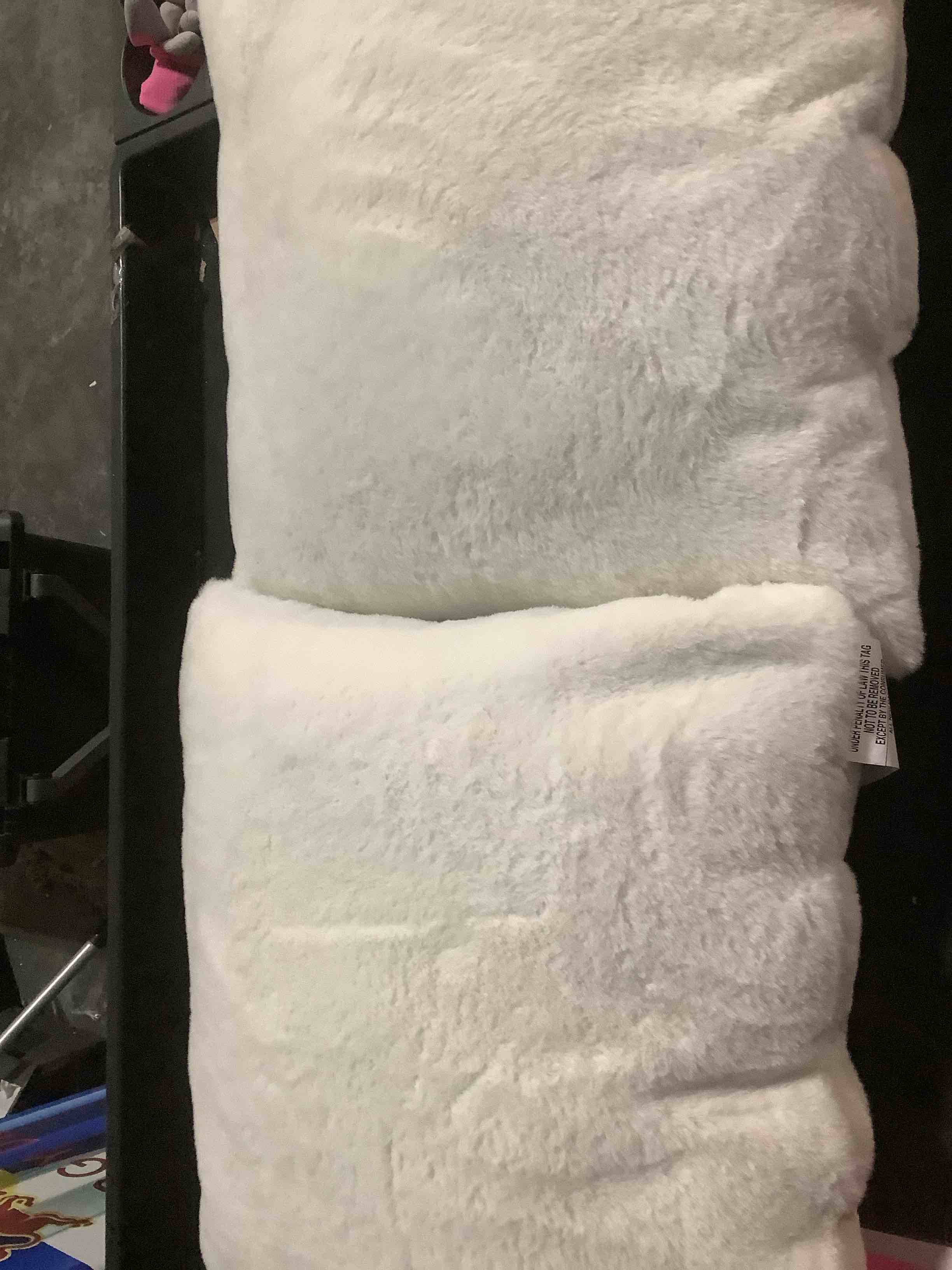 Condition photo showing Good Condition for similar to*** Faux Rabbit Fur Throw Pillow 18"x18" Square Soft Fluffy Decorative Pillow for Couch Bed Sofa Living Room Bedroom Home Decor
