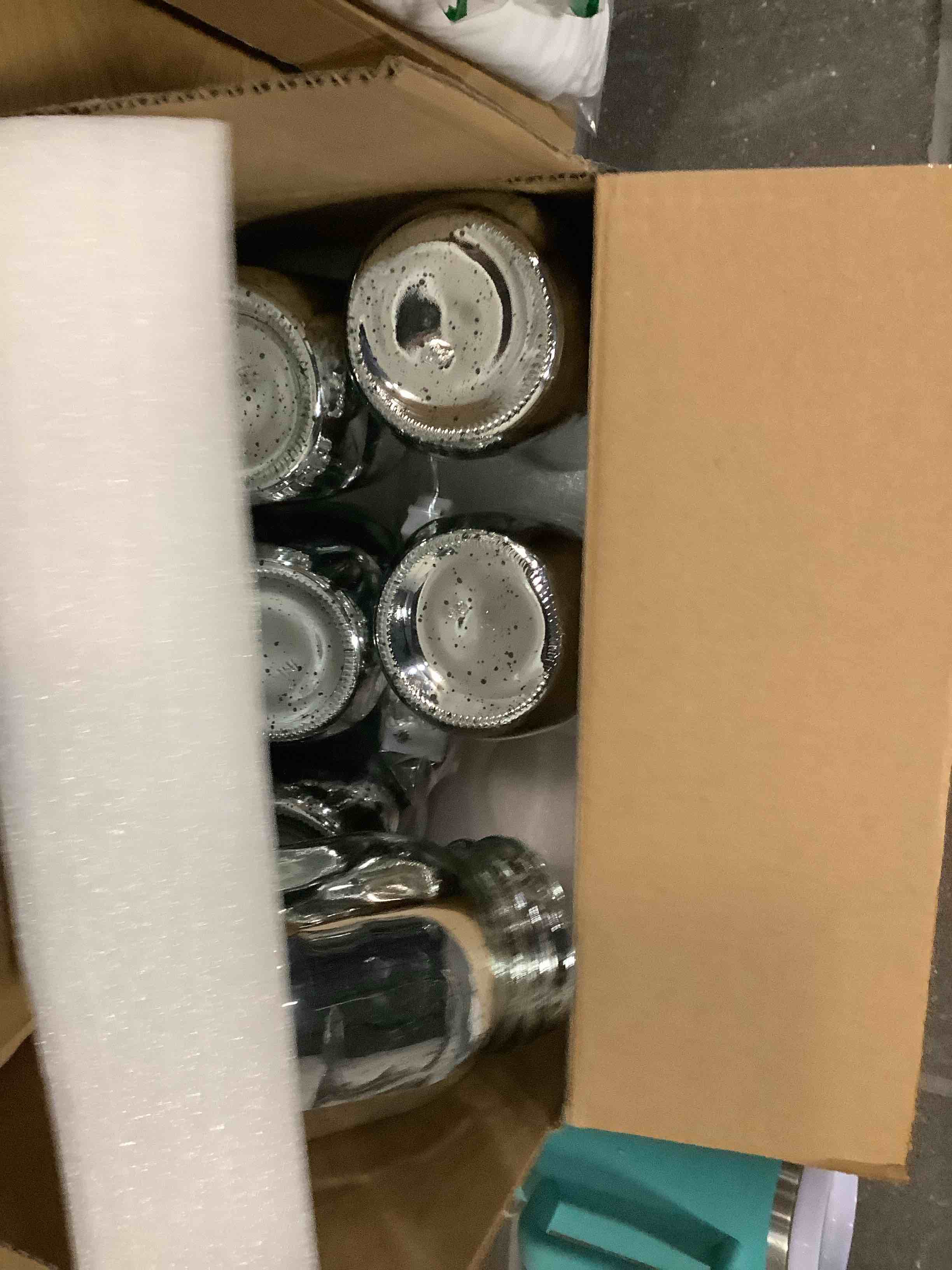 Condition photo showing Good Condition for Layhit 6 Pcs Painted Mason Jars Colored Painted Mason Jars Centerpiece for Table with 6 Pcs 9.84 ft 30 LED Operated Fairy Lights for Wedding (Silver)