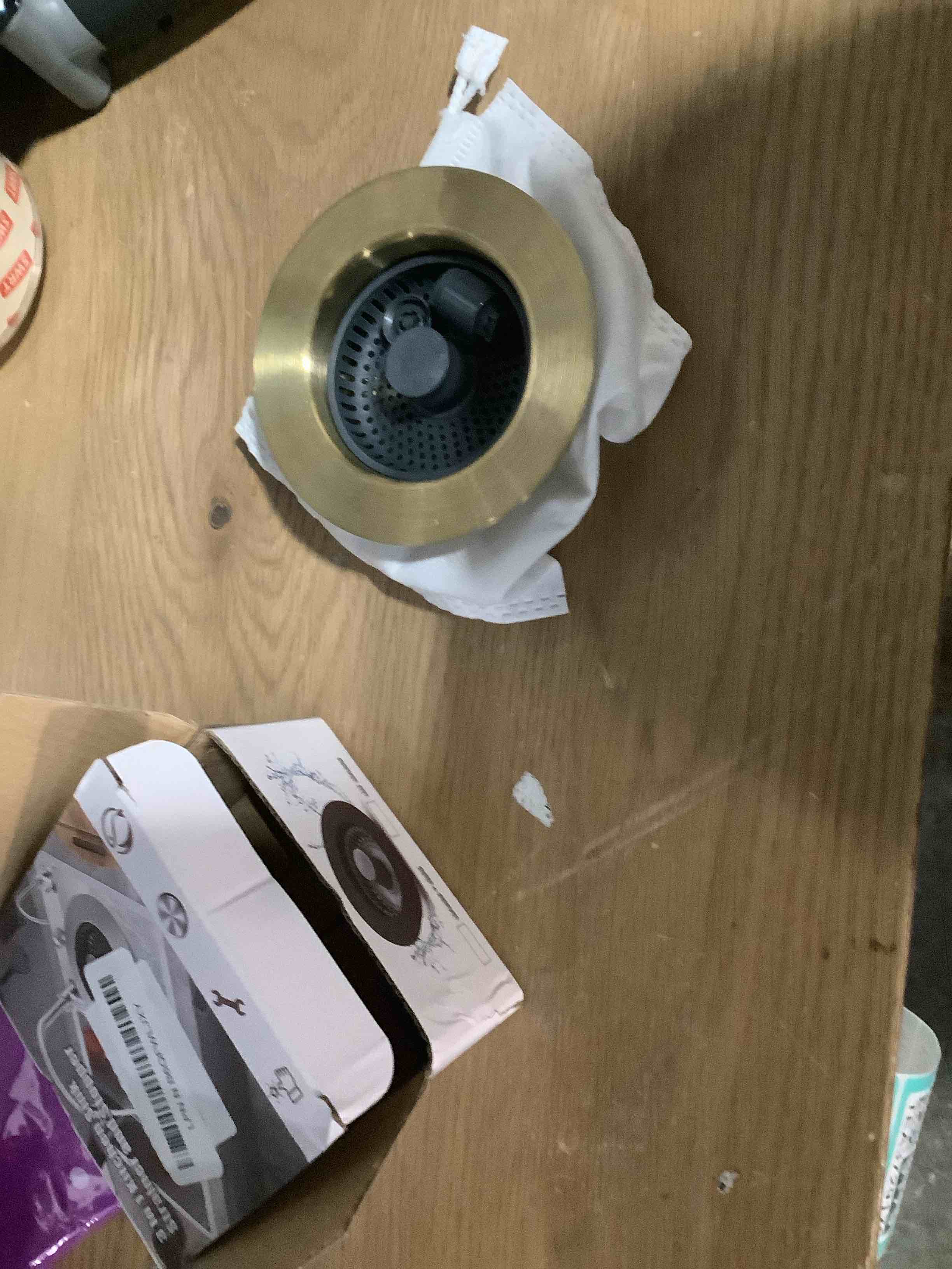 Condition photo showing Good Condition for Kitchen Sink Drain Strainer, 3 in 1 Pop Up Kitchen Sink Stopper, with an Extra Basket Strainer, Universal for US Standard 3-1/2 Inch, Brushed Gold