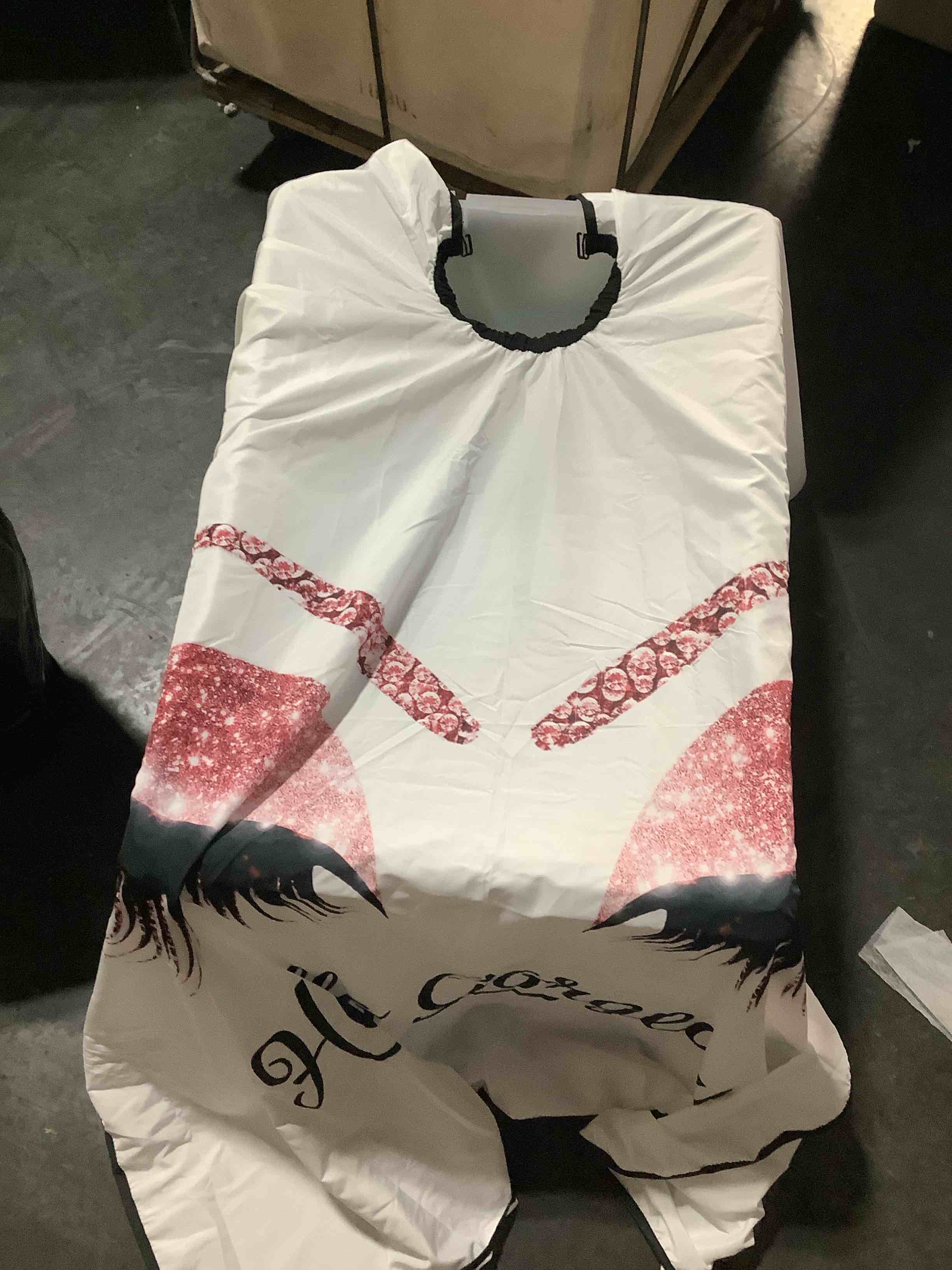 Condition photo showing Good Condition for Barber Cape Hello Girl Gorgeous Glitters Eyelash Salon Apron Hair Cutting Cape Barbershop Kits For Women 55''X66'' 55''x66'' Black