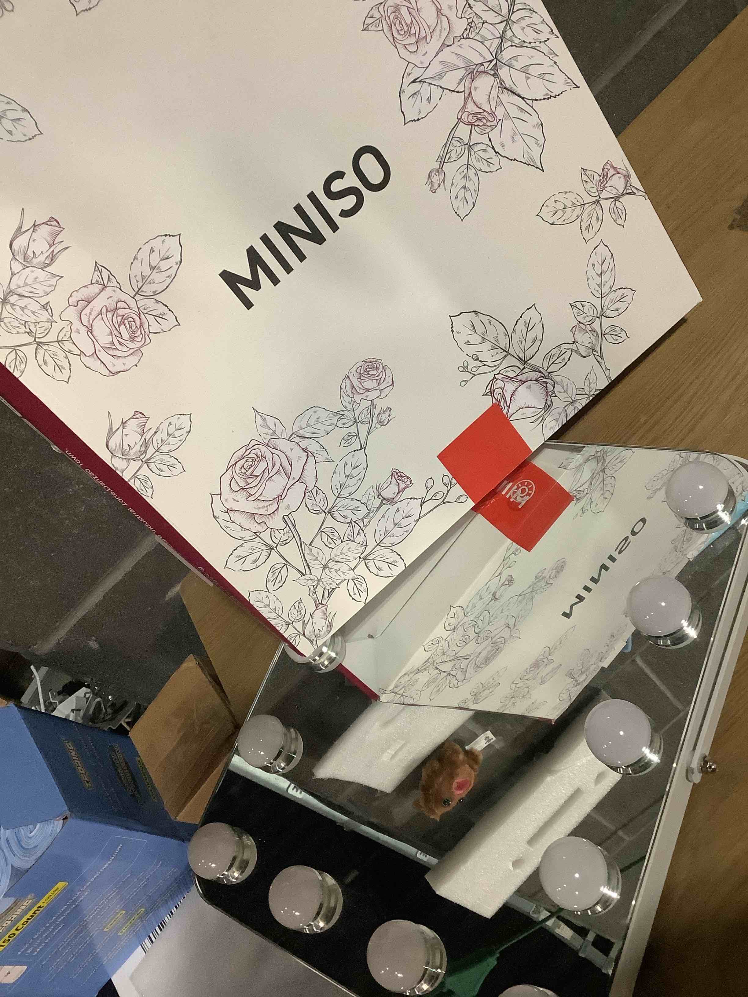 Condition photo showing Good Condition for MINISO Vanity Mirror with Lights and Bluetooth Speaker- 11.4" x 13.8" Hollywood Makeup Mirror with 3 Color Lights, Smart Touch Control, Rounded Rectangle White Frame Round-angle(bluetooth) 11.4"L x 13.8"W