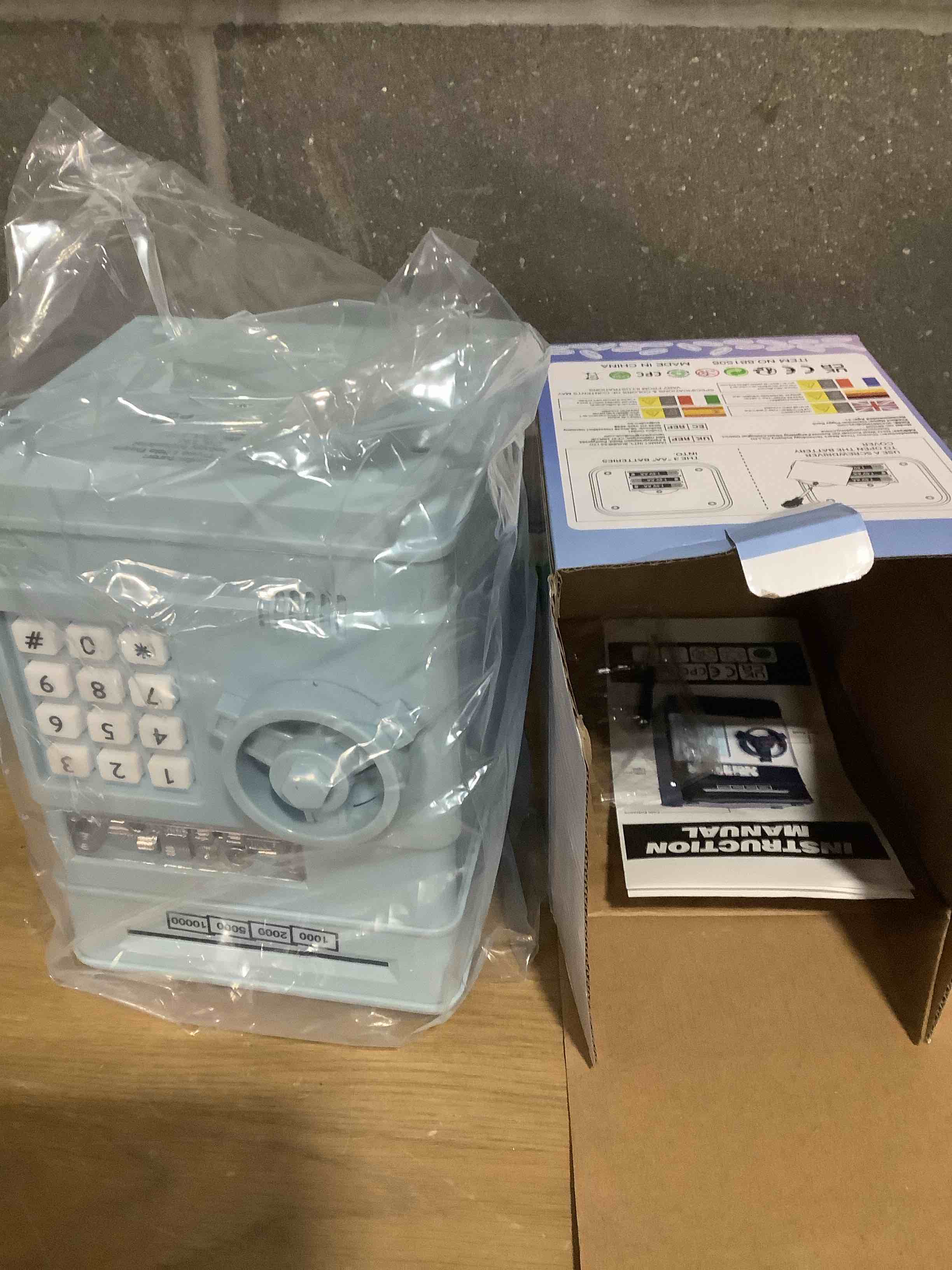 Condition photo showing Good Condition for Refasy Piggy Bank Cash Coin Can ATM Bank Electronic Coin Money Bank for Kids Age 3-12, Money Savings Box Mini ATM Coin Bank Toys Gifts for 3 4 5 6 7 8 9 10 11 12 Year Old Boys Girls Light Blue