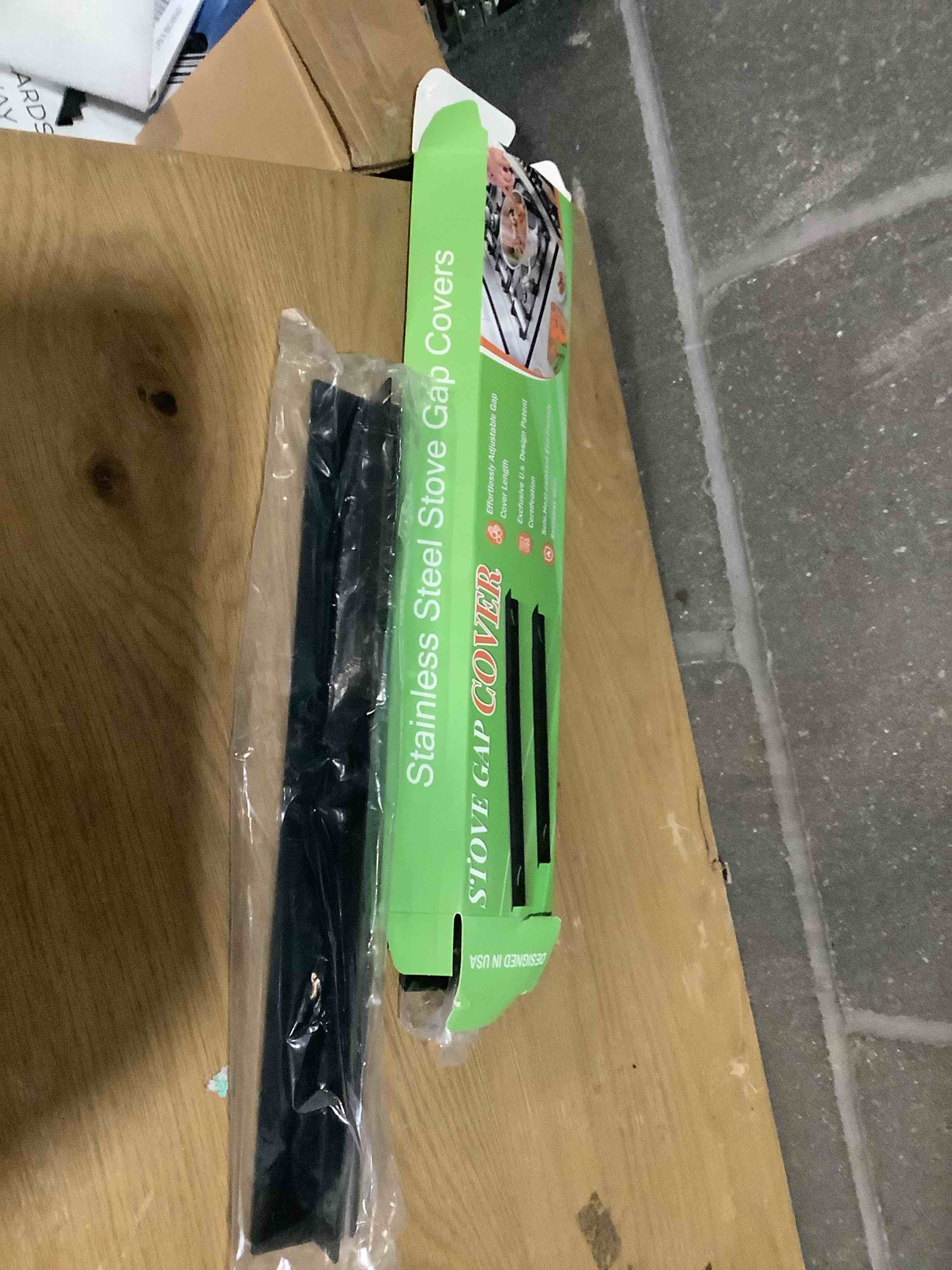 Condition photo showing Good Condition for 2PCS Kitchen Stove Counter Gap Covers, Stainless Steel Stove Gap Guard, Cooktop Trim Kit, Stove Gap Guards, Oven Gap Filler, Heat Resistant & Effectively Protect Stove Gap Filler(13.8"-27.5" Black) 13.8-27.5 inch Black