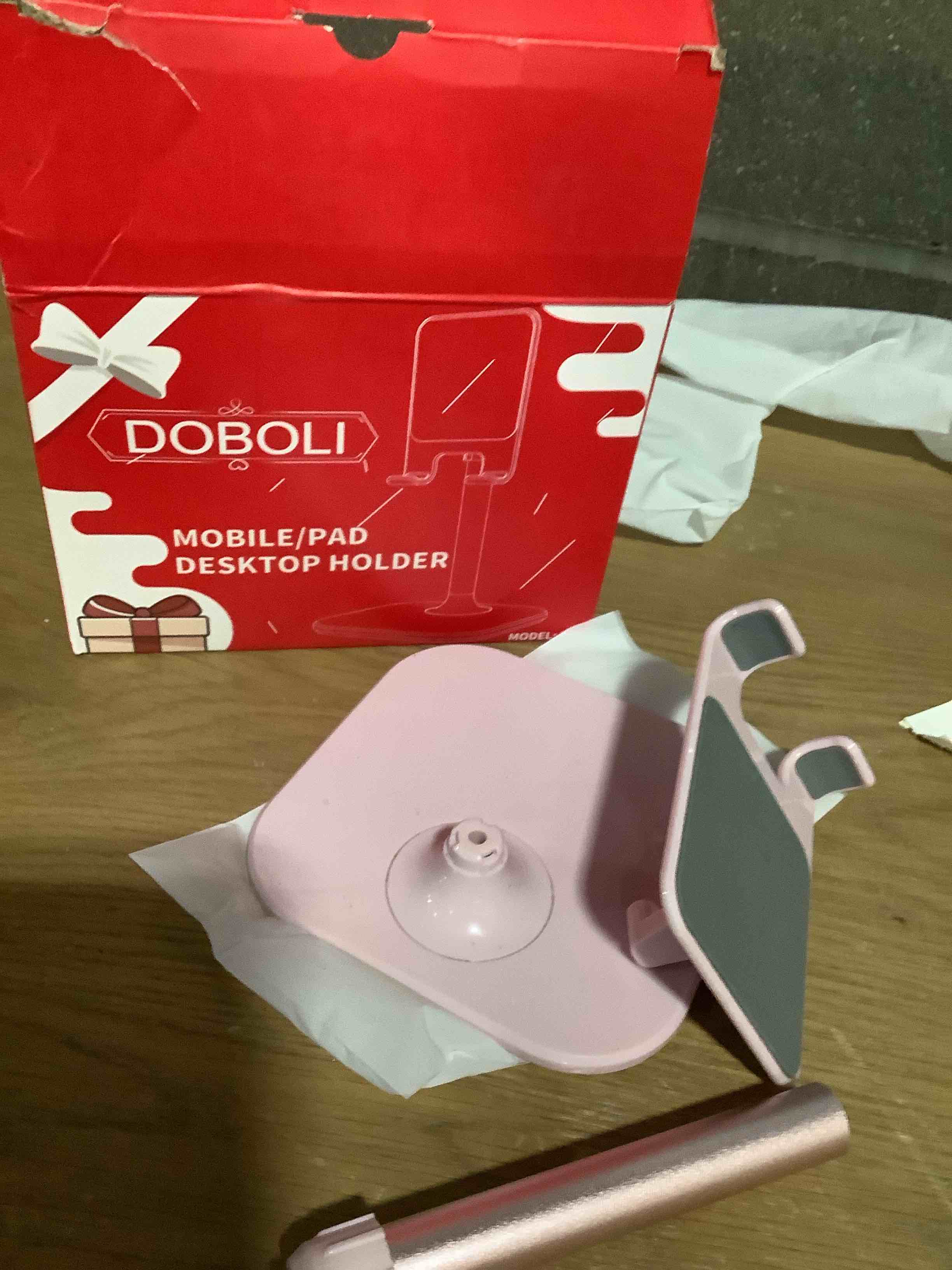 Condition photo showing Good Condition for Doboli Cell Phone Stand, Valentine's Day Gifts for Teens Girls Boys Adults Women Men Mom Wife, Phone Stand for Desk, Phone Holder Stand Compatible with iPhone and All Mobile Phones Tablet, Pink rose gold pink