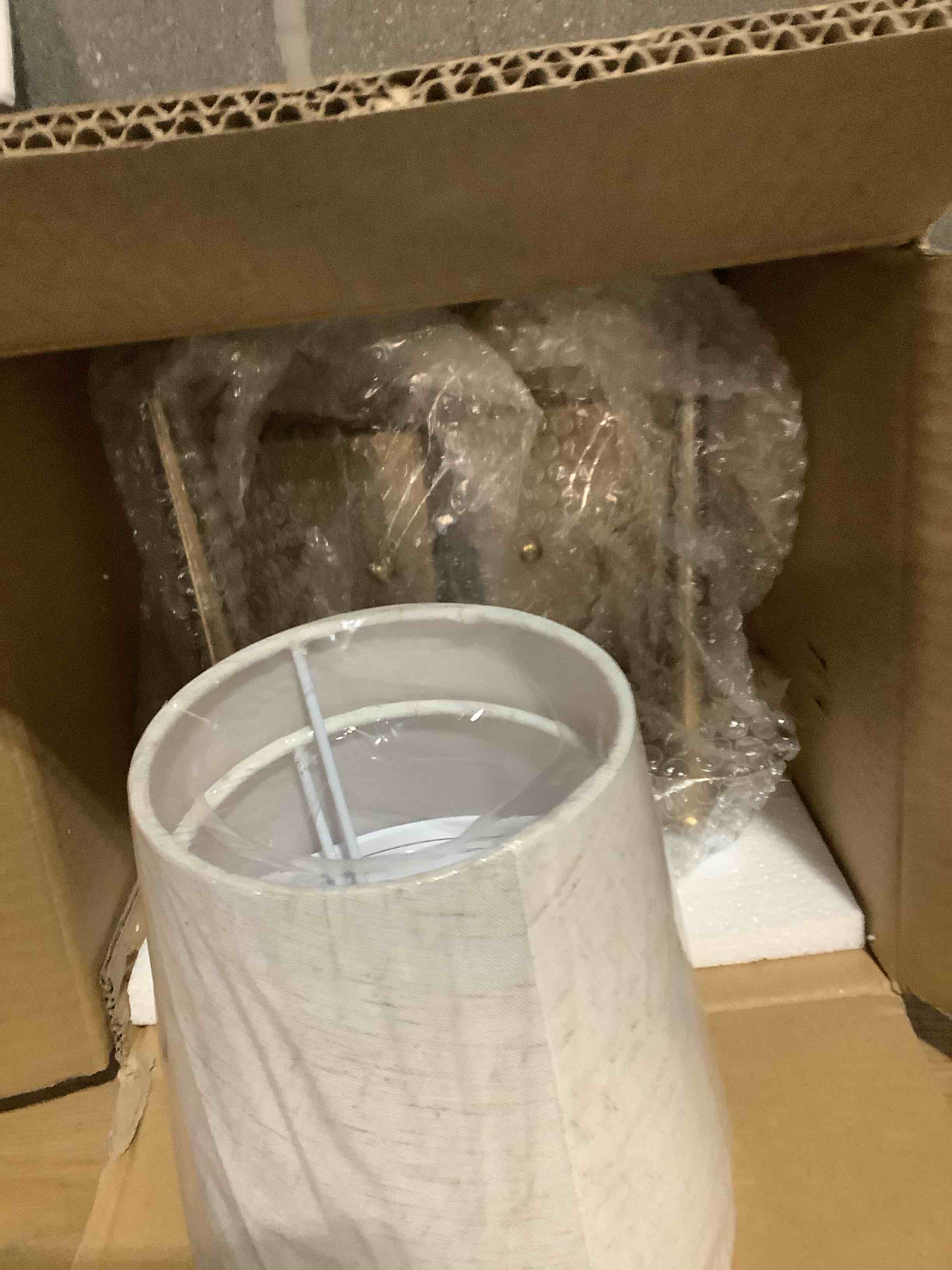 Condition photo showing Good Condition for Mid-Century Modern Wall Sconce with Beige Fabric Shade| 1-Light Antique Gold Indoor Wall Lamp Fixture| Hallway Bathroom Vanity Light Sconces Wall Lighting (Set of 2 Hardwire)