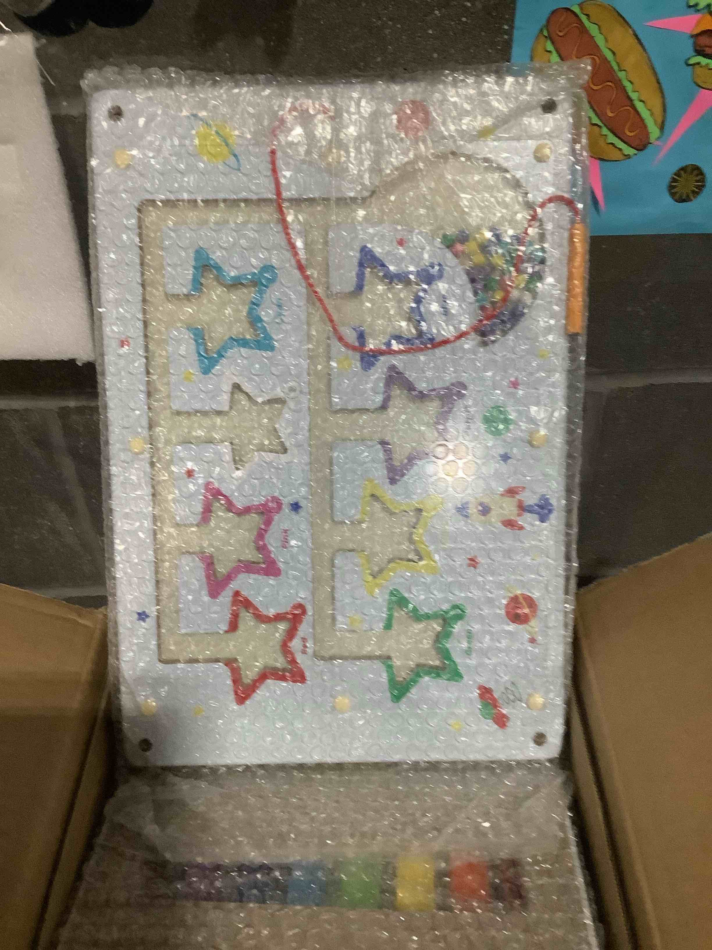 Condition photo showing Good Condition for Rocket Activity Wall Busy Board Panels - Sensory Wall Panel for Kids, Montessori Toddler Wall Activity Board, Wall Toys for Toddlers 3, Activity Cube, Wood Activity Boards, White Grey White Rocket