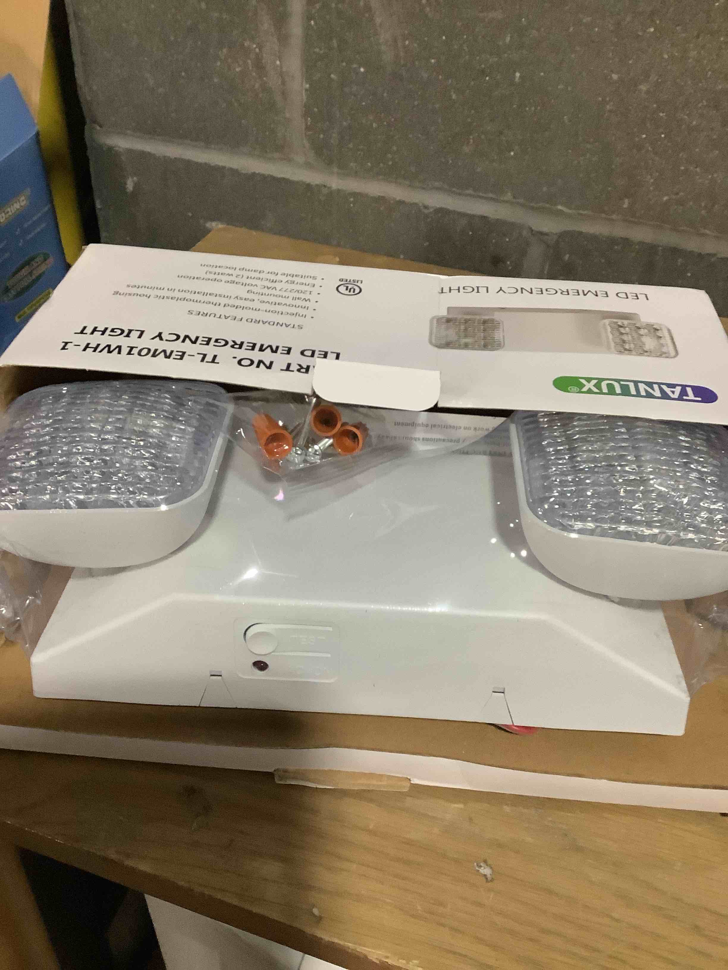 Condition photo showing Good Condition for TANLUX LED Emergency Lights with Battery Backup, Two Head Adjustable Commercial Emergency Lights, UL Listed, AC 120/277V, Hardwired Emergency Exit Light Fixtures for Business - 1 Pack(White) 1 Pack White