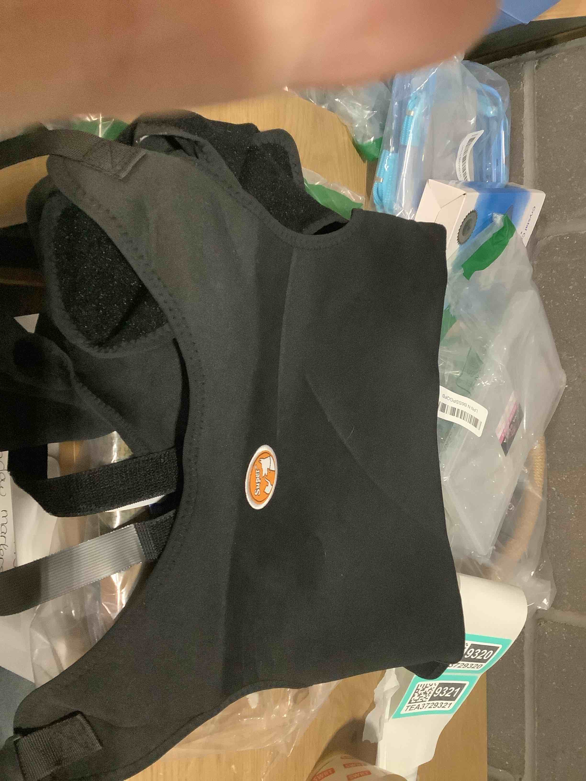 Condition photo showing Good Condition for Supet Dog Rear Leg Sleeve to Stop Licking, TPLO Recovery Sleeve After Surgery for Post Surgery, ACL, Leg Wound Protection, with Belly Opening for Male Female Dogs(Black,2XL) Black 2XL