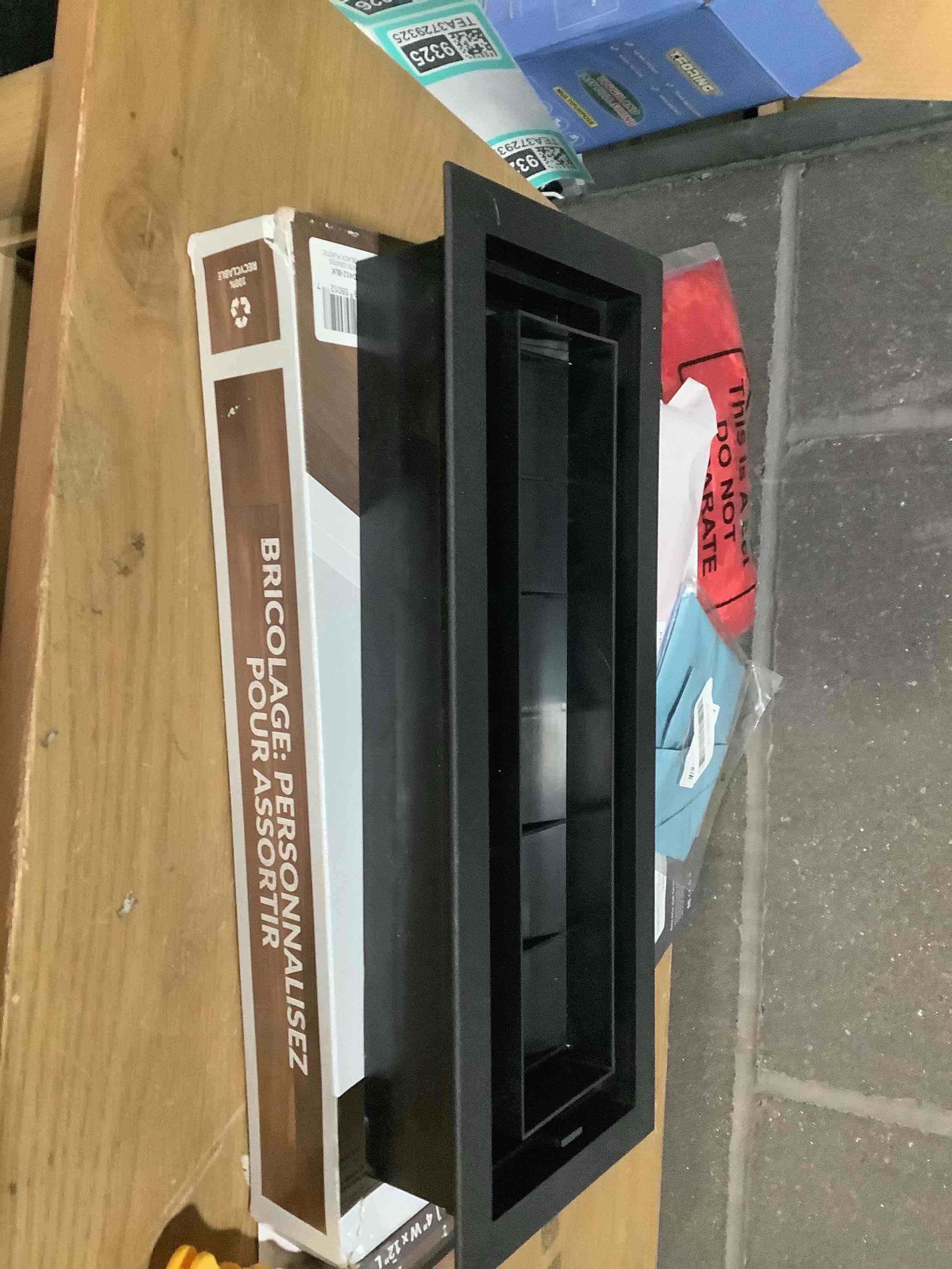 Condition photo showing Good Condition for Drop-in Matching Floor Register - 4x12 Inch Floor Vent Cover, Fits 4"x12" Floor Vent Opening, Matching Flooring Insert Tray, Airflow Control Lever, Textured Black (IGFPD412-BLK) Black 4x12 Inches