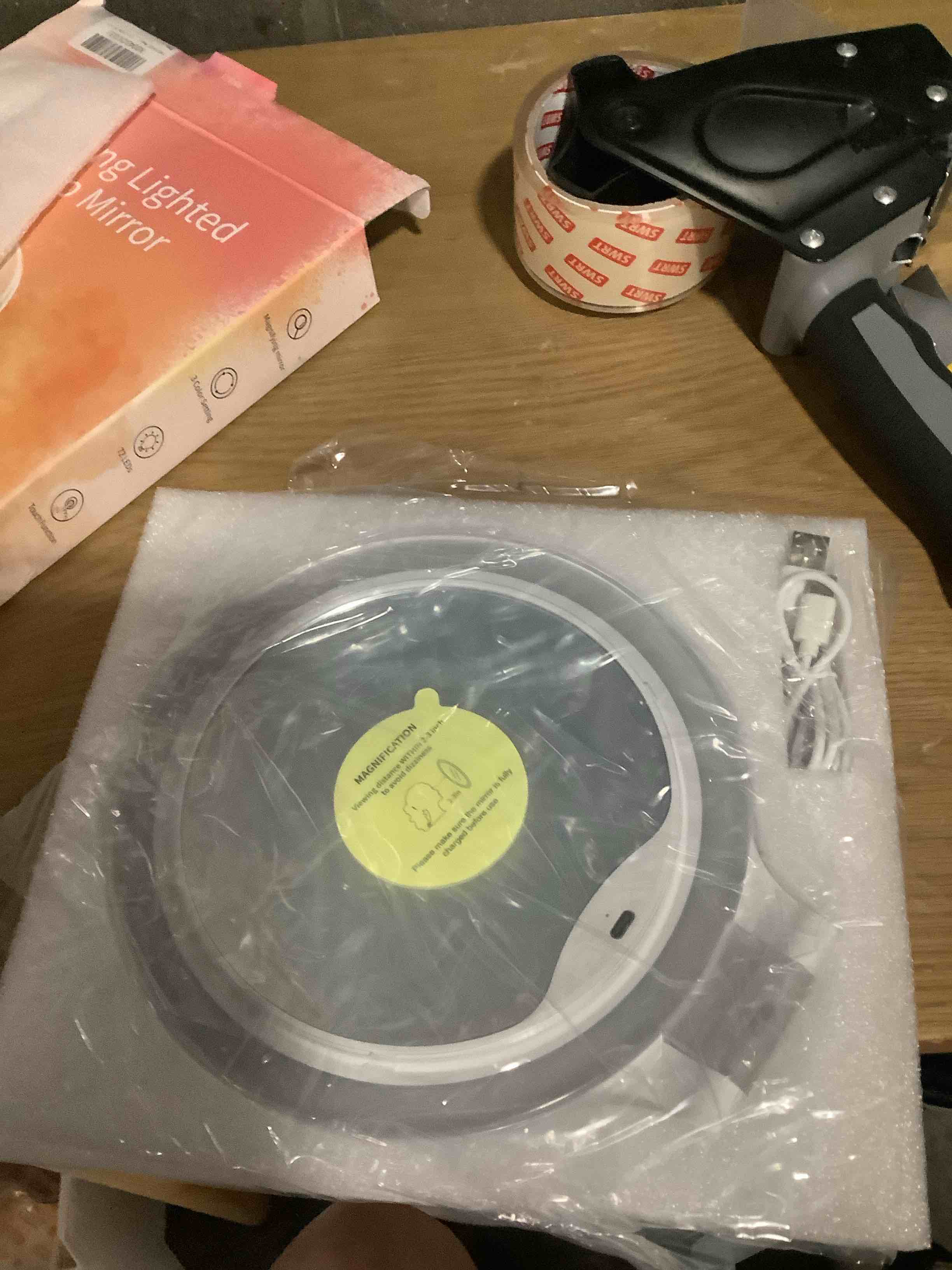 Condition photo showing Good Condition for FASCINATE Magnifying Mirror 30X 1X Double Sided Magnification Makeup Vanity Mirror Rechargeable Lighted Mirror with 3 Color Setting Adjustable Rotation LED Vanity Desk Mirror 1 Count (Pack of 1)