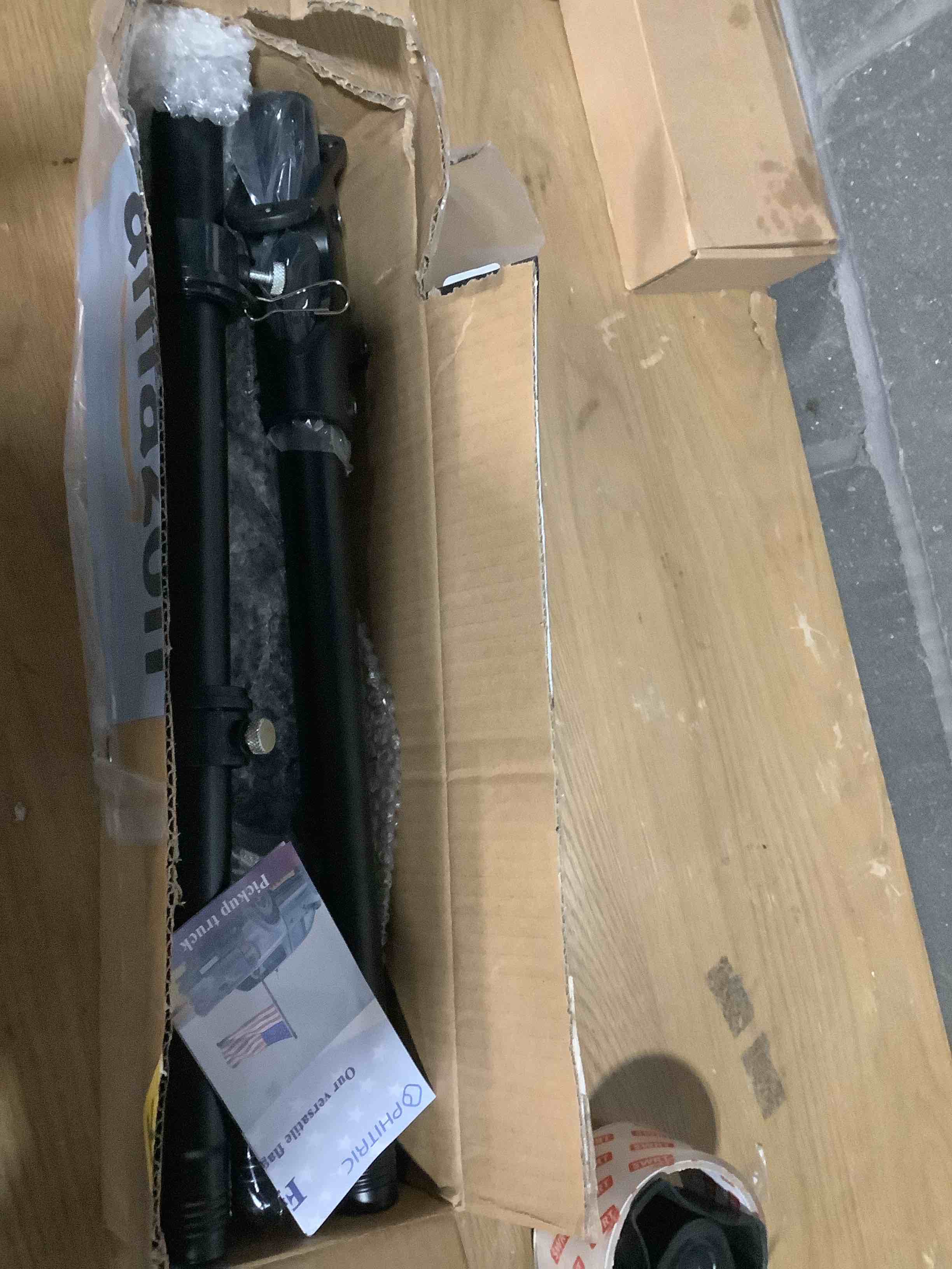 Condition photo showing As Is for PHITRIC Flag Pole Kit, Tangle Free Spinning Stainless Steel Rustproof Flagpole for 3x5 Sports Fan Outdoor Flags for Outside House (Black, 5FT, with Bracket) 5FT BLACK