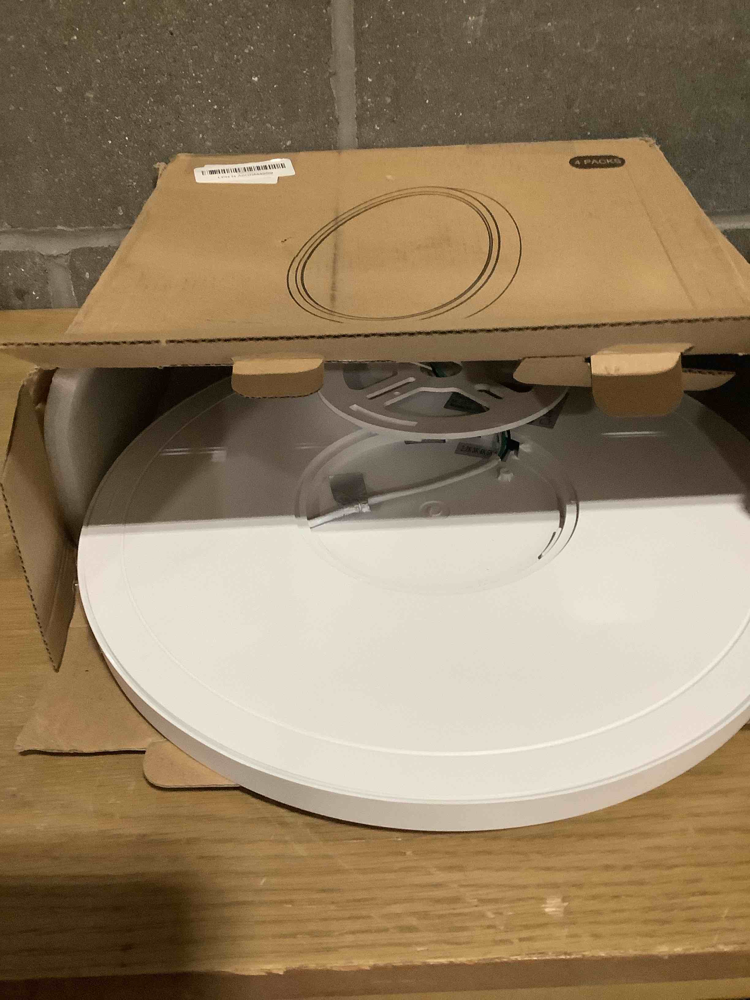 Condition photo showing As Is for Brightever 4Pack LED Flush Mount Ceiling Light Fixture, 12 Inch 24W, Super Slim 0.67 Inch, 3200LM, Dimmable & 2700K-6500K 5 Color Selectable LED Ceiling Lights for Bedroom 5CCT-White 12 Inch-4 Packs