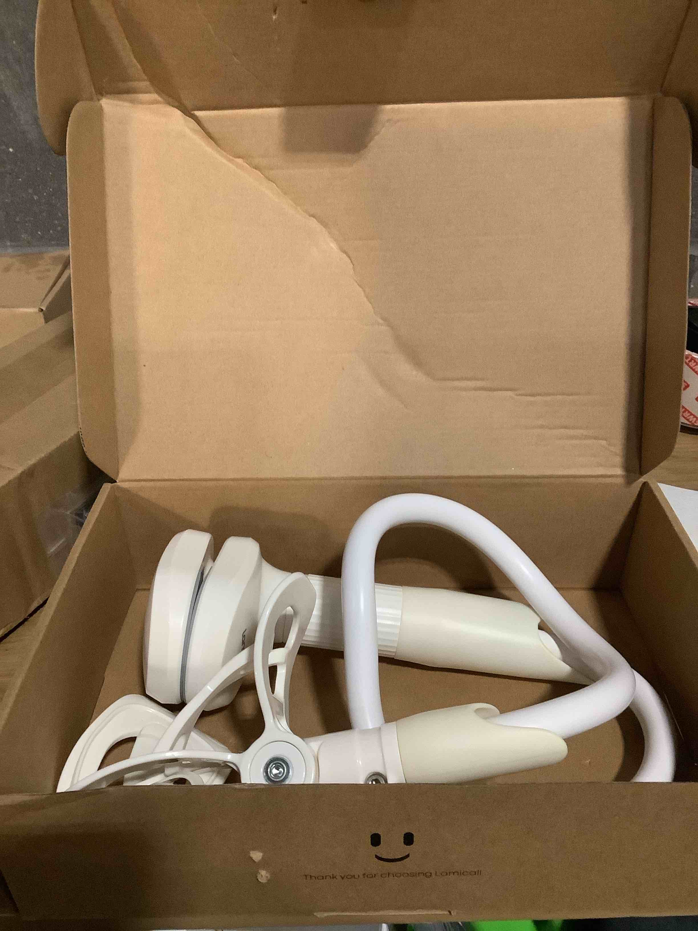 Condition photo showing Good Condition for Lamicall Phone Holder, Gooseneck Mount, Compatible with 4-7'' Smartphones and Desktops, Adjustable Arm and Non-Slip Base, Easy to Install and Use White
