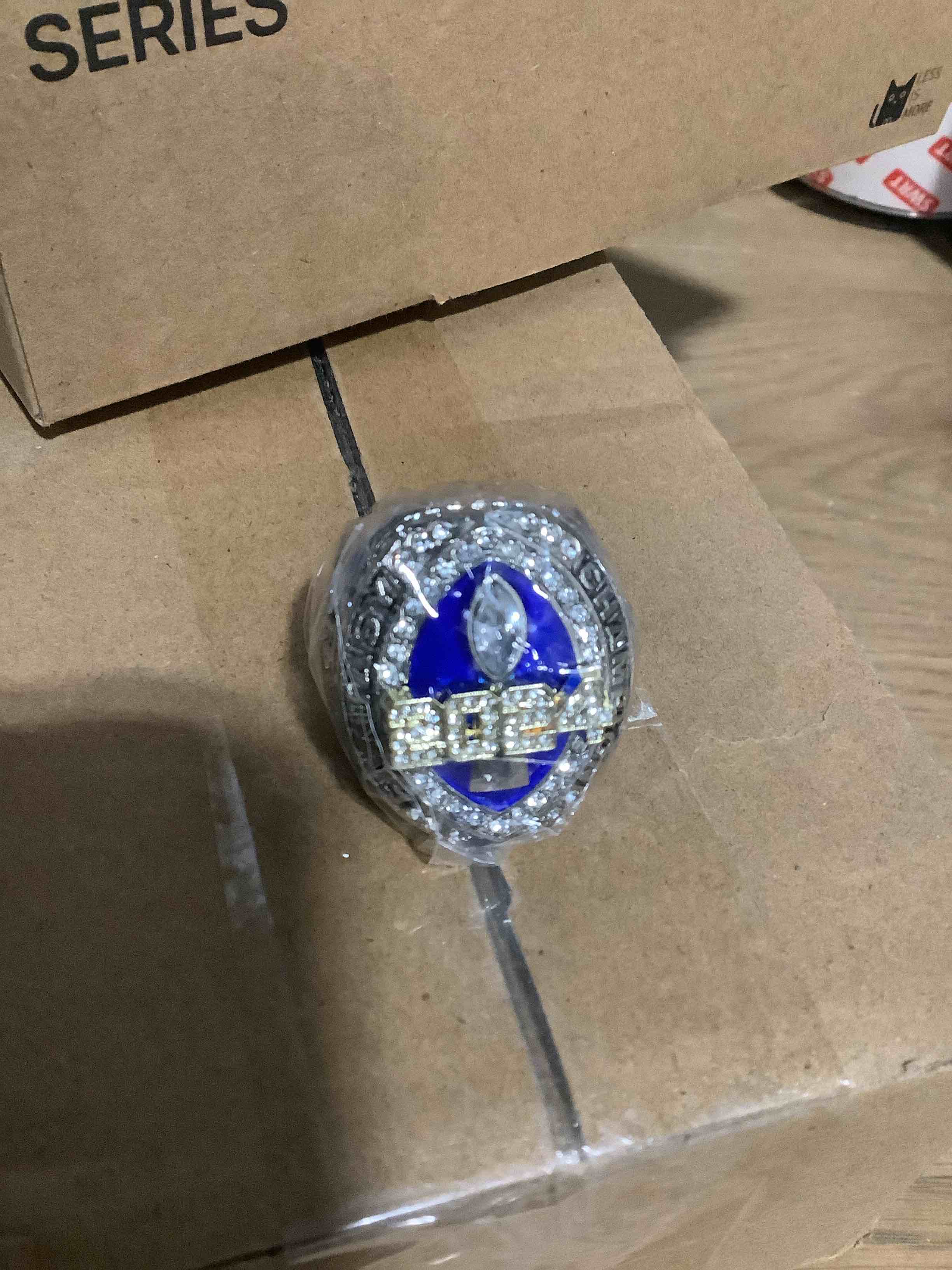 Condition photo showing Good Condition for Fantasy Football Championship 2024 Ring Award Prize Sports Winner FFL Champion Ring 8 ring with stand