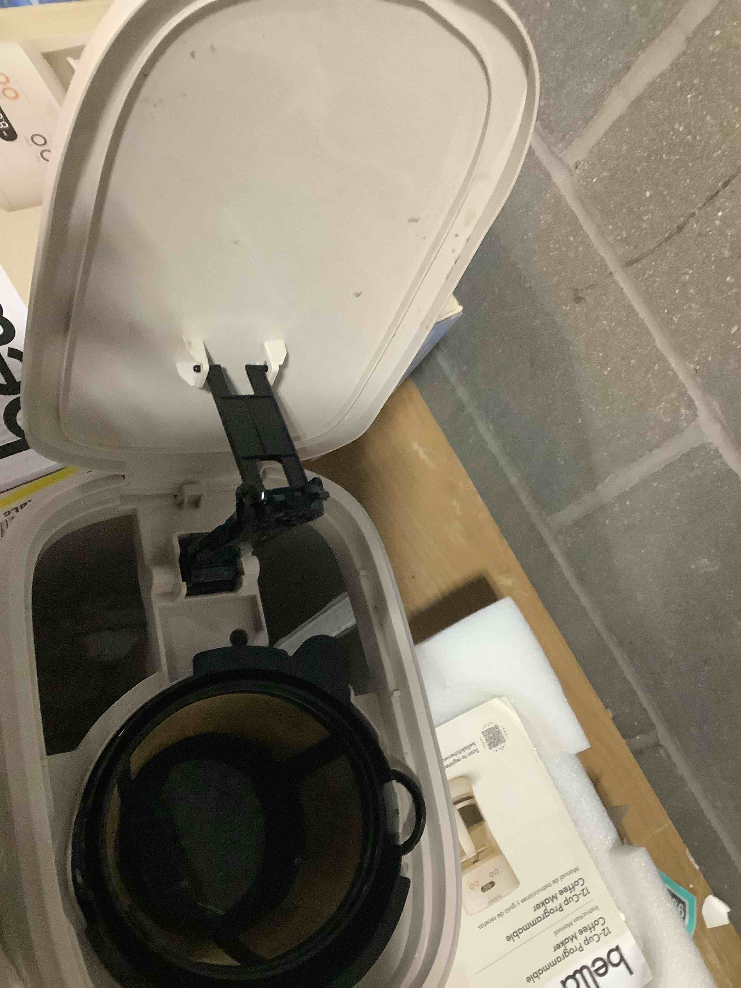 Condition photo showing As Is for BELLA 12 Cup Programmable Coffee Marker, Reusable Dishwasher Safe Accessories, Easy LCD diaply, Auto Shutoff, 900 watt, Oatmilk