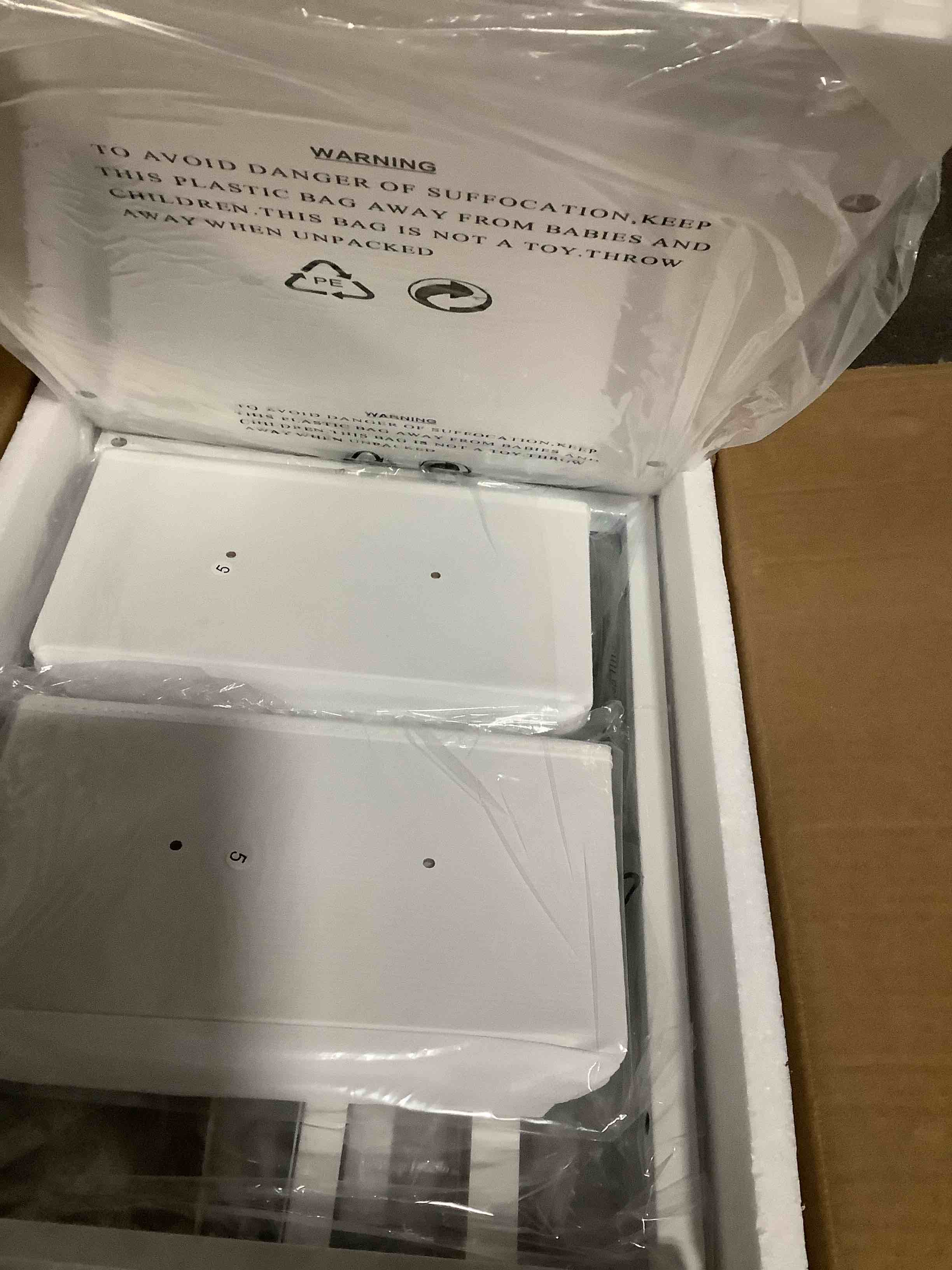 Condition photo showing Good Condition for BOLUO Stackable Storage Drawers Narrow Closet Organizers and Storage Fabric White 2 Drawer Dresser for Bedroom 2 Packs Modern Deep(15.4"D x 11.4"W x 12"H) White