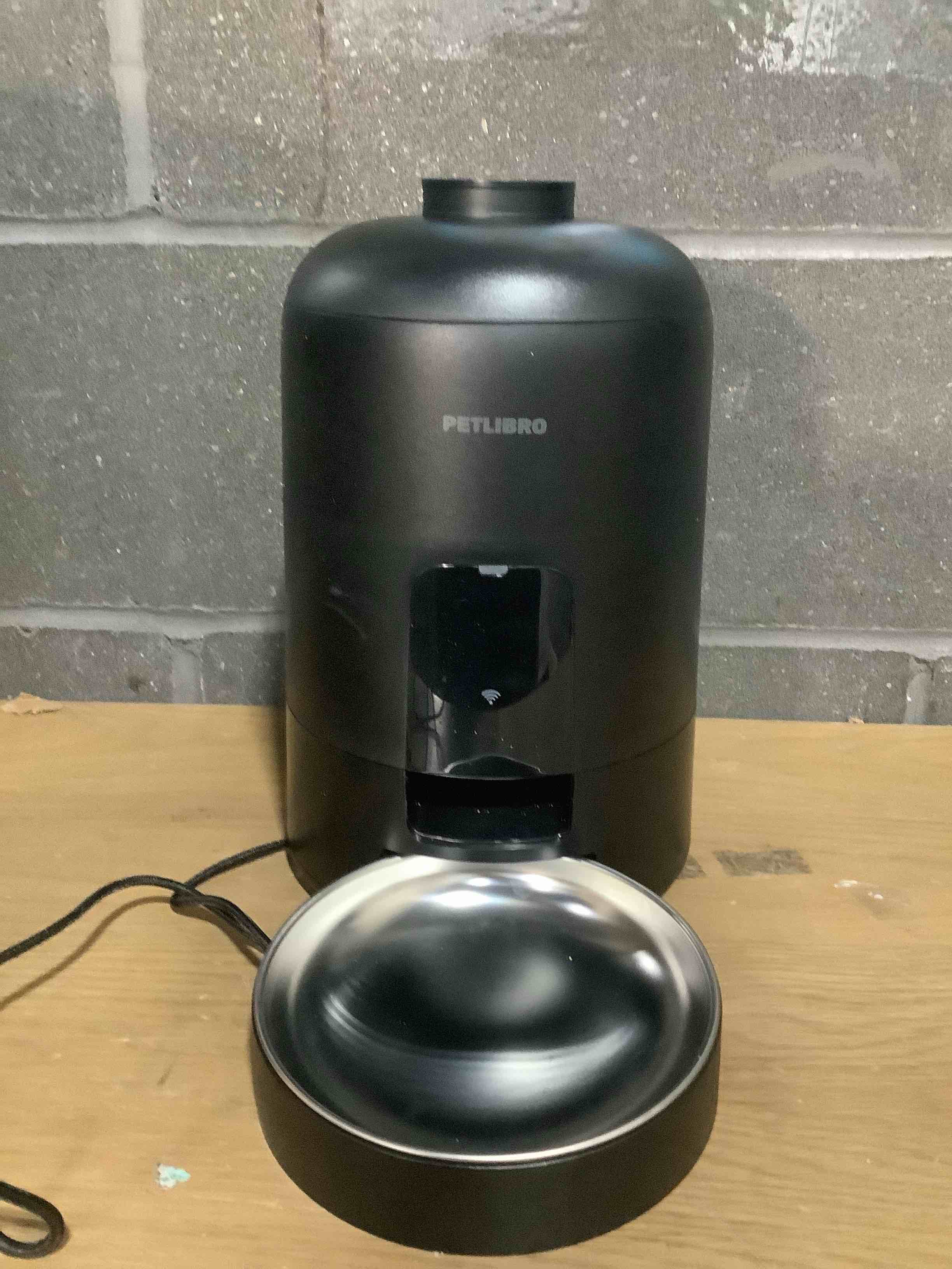 Condition photo showing As Is for PETLIBRO Automatic Cat Feeder, Wi-Fi Rechargeable Cats Food Dispenser Battery-Operated with 30-Day Life, AIR 2.4G Wi-Fi Timed Pet Feeder for Cats & Dogs, 2L Auto Cats Feeder, Black 2L-with WiFi Black