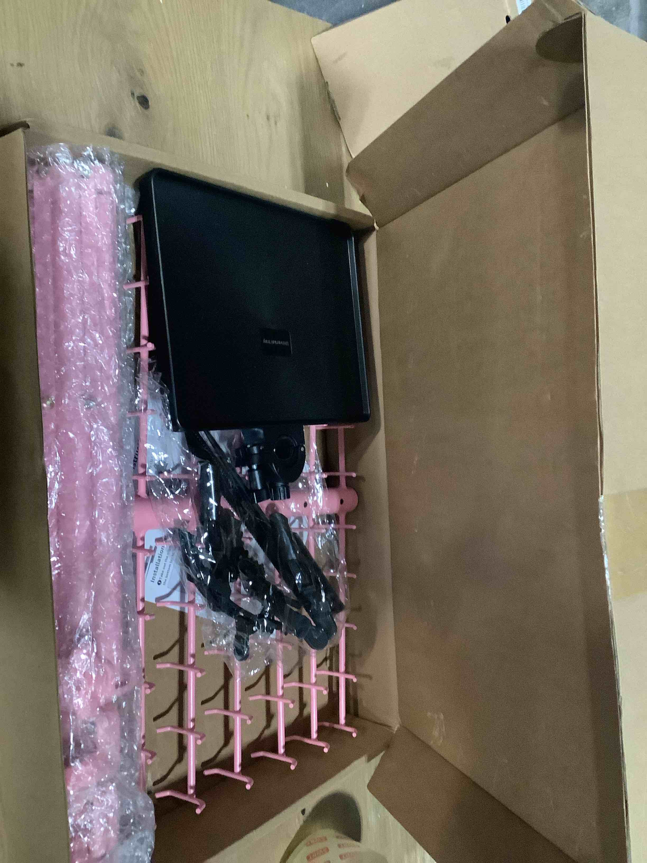 Condition photo showing Good Condition for [Metal] 120-Peg Braiding Hair Rack Standing, with Tray Hair Extension Holder Hanger, Hair Divider Rack for Braiding Hair Separator Stand, Hair Braiding Rack Display Stand Hairstylist Braiders, Pink 120 Pegs Pink