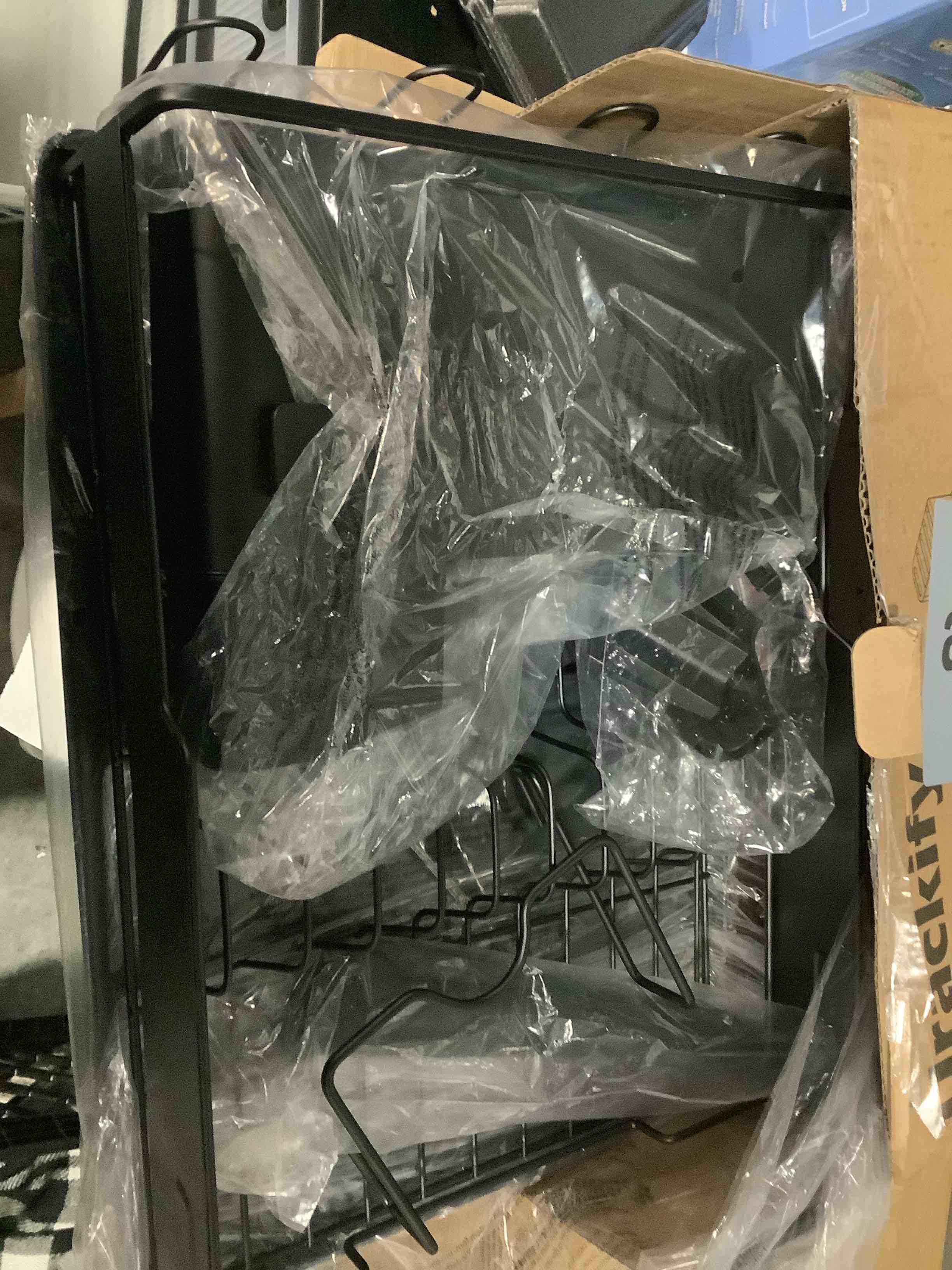 Condition photo showing Good Condition for Dish Drying Rack for Kitchen Counter, Countertop Dish Rack with Drainboard, Multifunctional Dish Drainer with Cups Holder & Cutting Board, Home Plate Storage Rack with Cutlery Holder, Black Black On Countertop