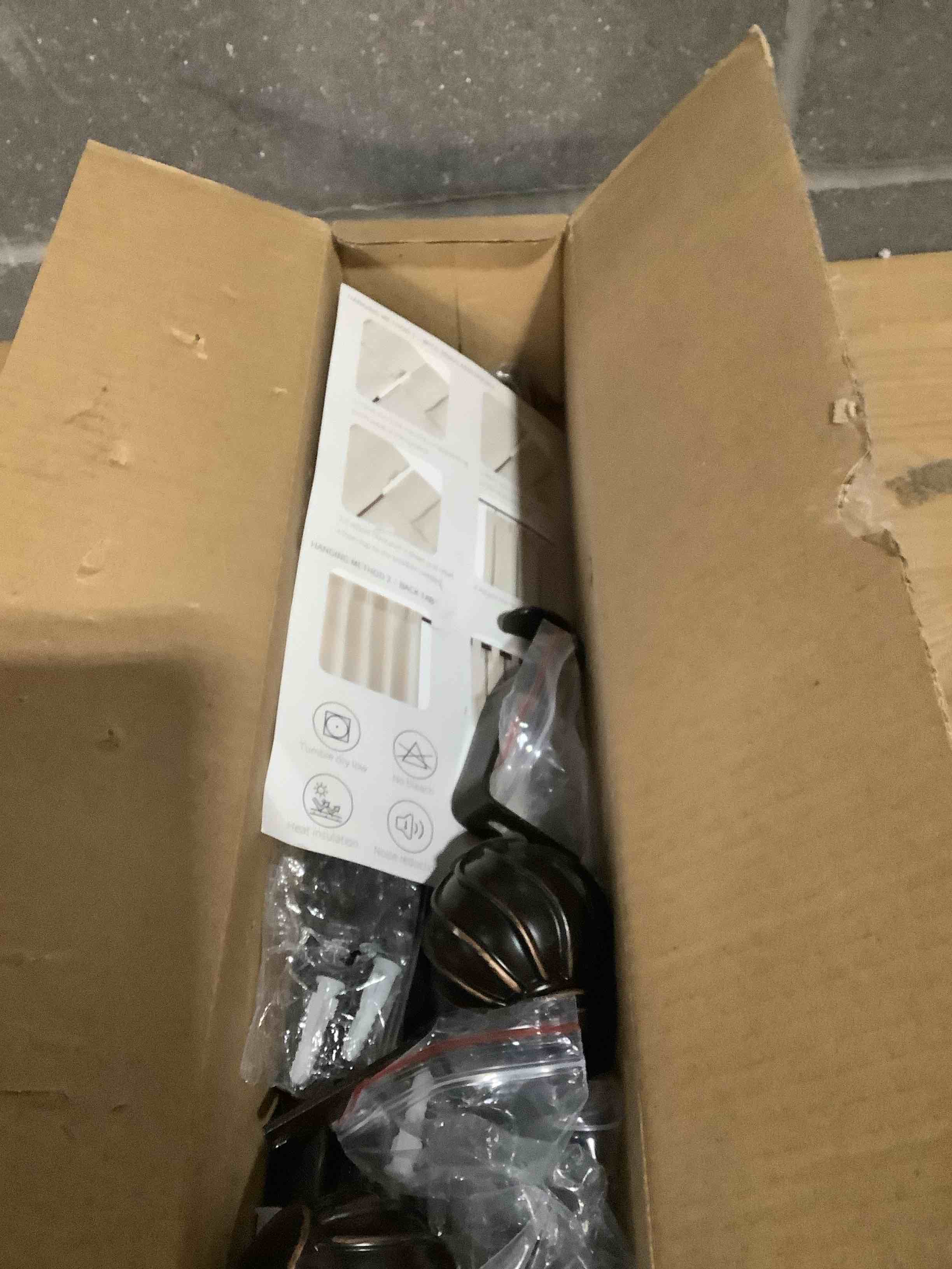 Condition photo showing As Is for Bronze Curtain Rods for Windows 48 to 84 Inches Adjustable Length Heavy Duty 7/8" Diameter Brown Window Curtain Rod with Decorative Finials for Outdoor Farmhouse Bedroom Kitchen Living Room 36"-88"|1 Pack Brown