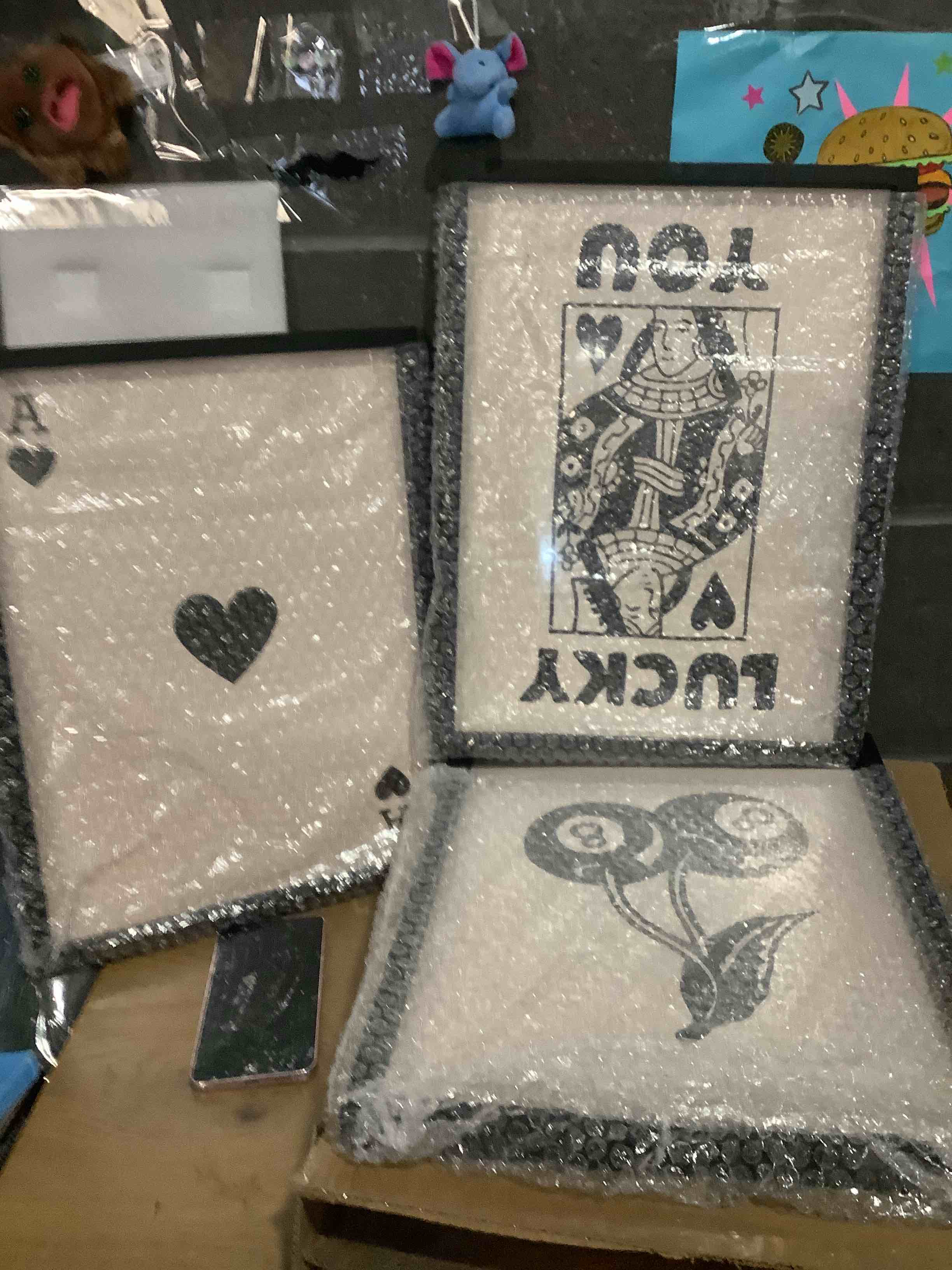 Condition photo showing Good Condition for Heiple Framed Set of 3 Poker Wall Art Lucky You Poster, Trendy Retro Print Wall Decor for Queen of Hearts Wall Art Rustic Vintage Farmhouse Home Wall Decor?Black 12"x16"? 12"x16" Black