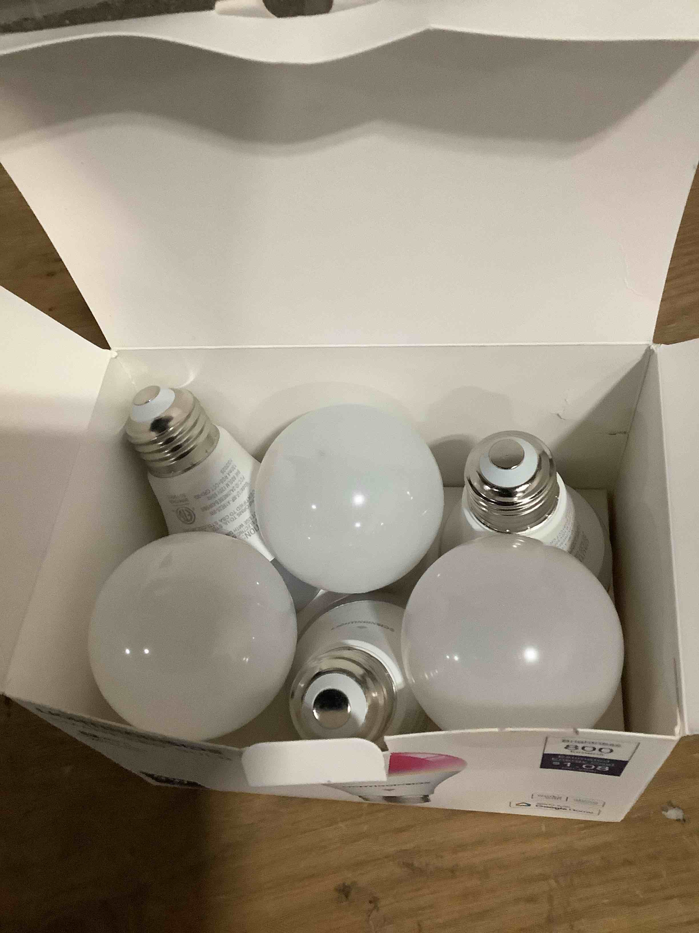 Condition photo showing Good Condition for Lightinginside Smart Light Bulbs 6 Pack, Smart Bulb Works with Alexa/Google Home/Smart Life, CRI>90, RGBCW Color Changing LED Light Bulbs, 2.4G WiFi Bluetooth A19 E26 Bulb, No Hub Required, ETL Listed 800LM-6PACK