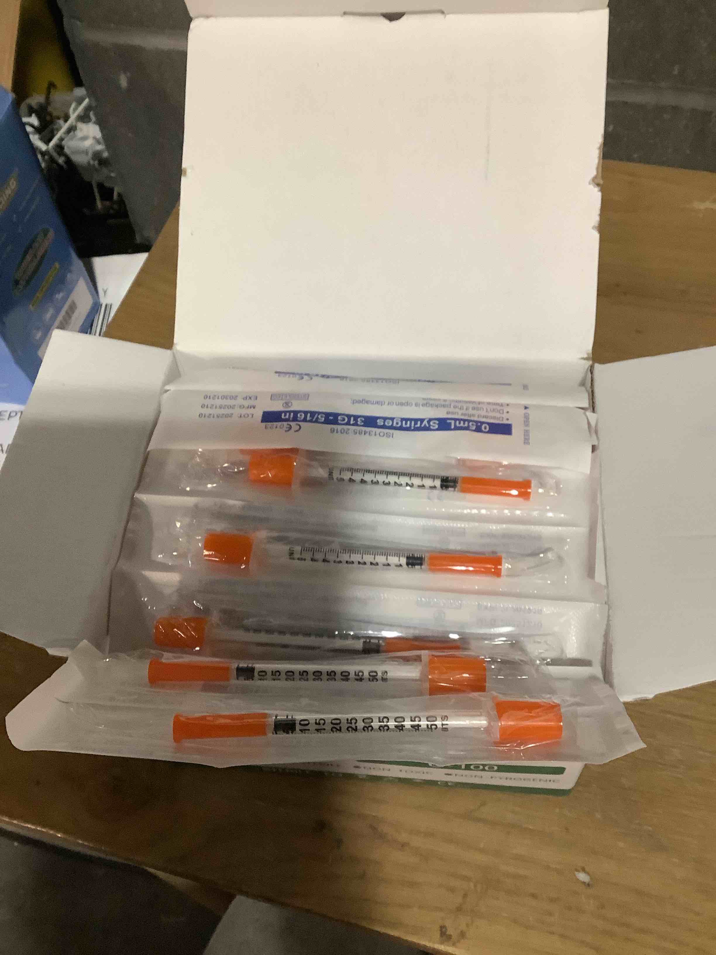Condition photo showing Good Condition for U-100 0.5cc/mL Syringes with 31G 5/16 inch (8mm) Needles Scientific Lab,Individual Package Pack of 100 0.5mL 31Ga 5/16in 100