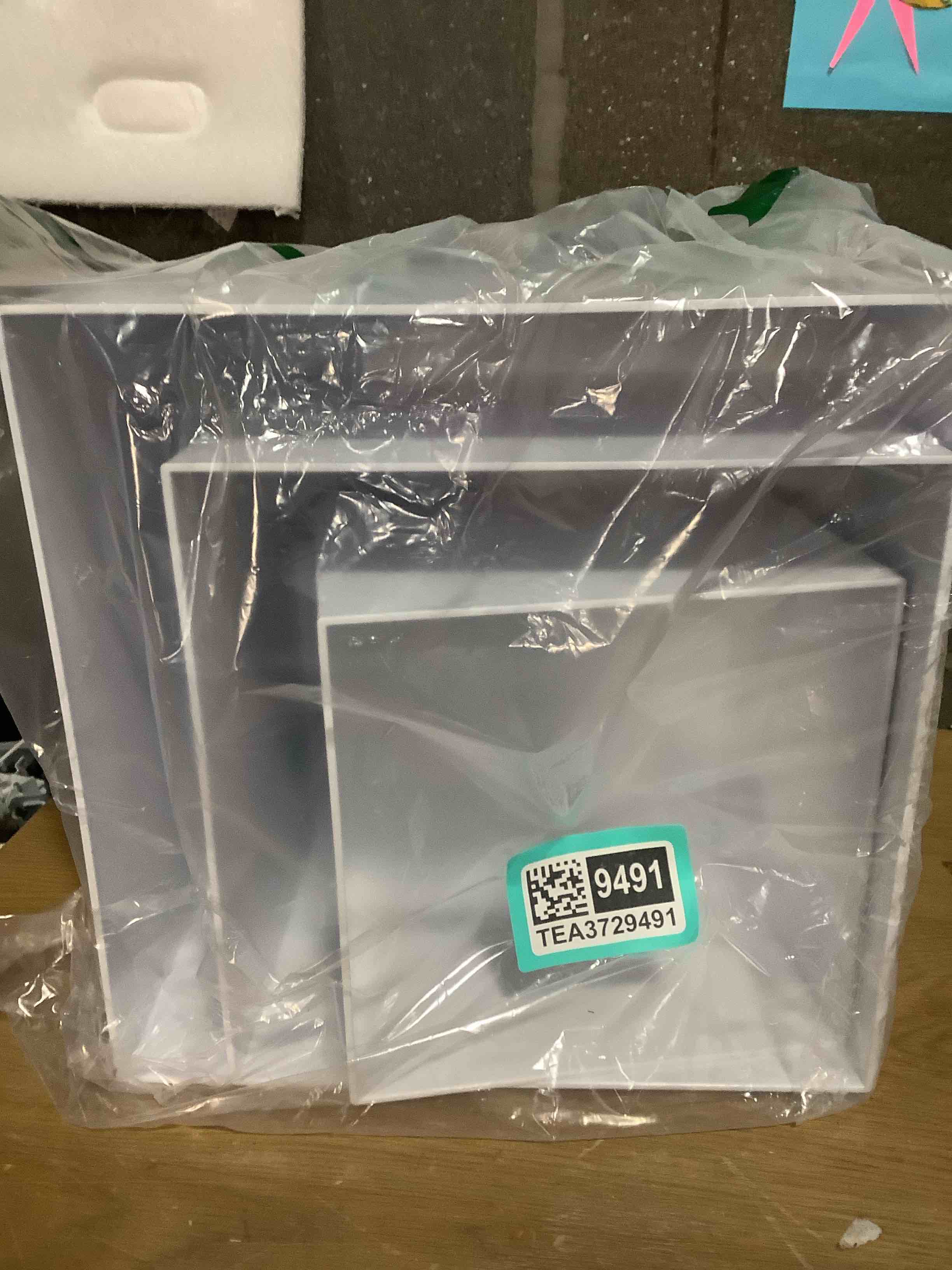 Condition photo showing As Is for 8PCS Buffet Risers?Large Food Risers for Buffet Table, Dessert Table Display Set,Food Stands for Display Party?Collectibles Jewelry Display Stand, Acrylic Cube Boxes big size(10"-9"-8"-7"-6"-5"-4"-3") white-8PCS-3-10